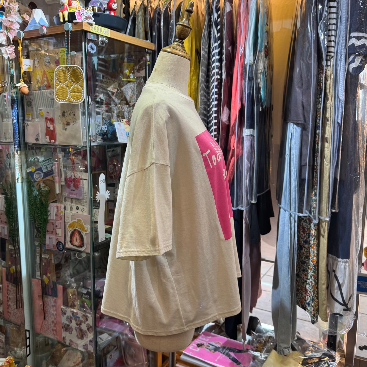 Ynir Ivory x Pink Print T-shirt, made in Japan