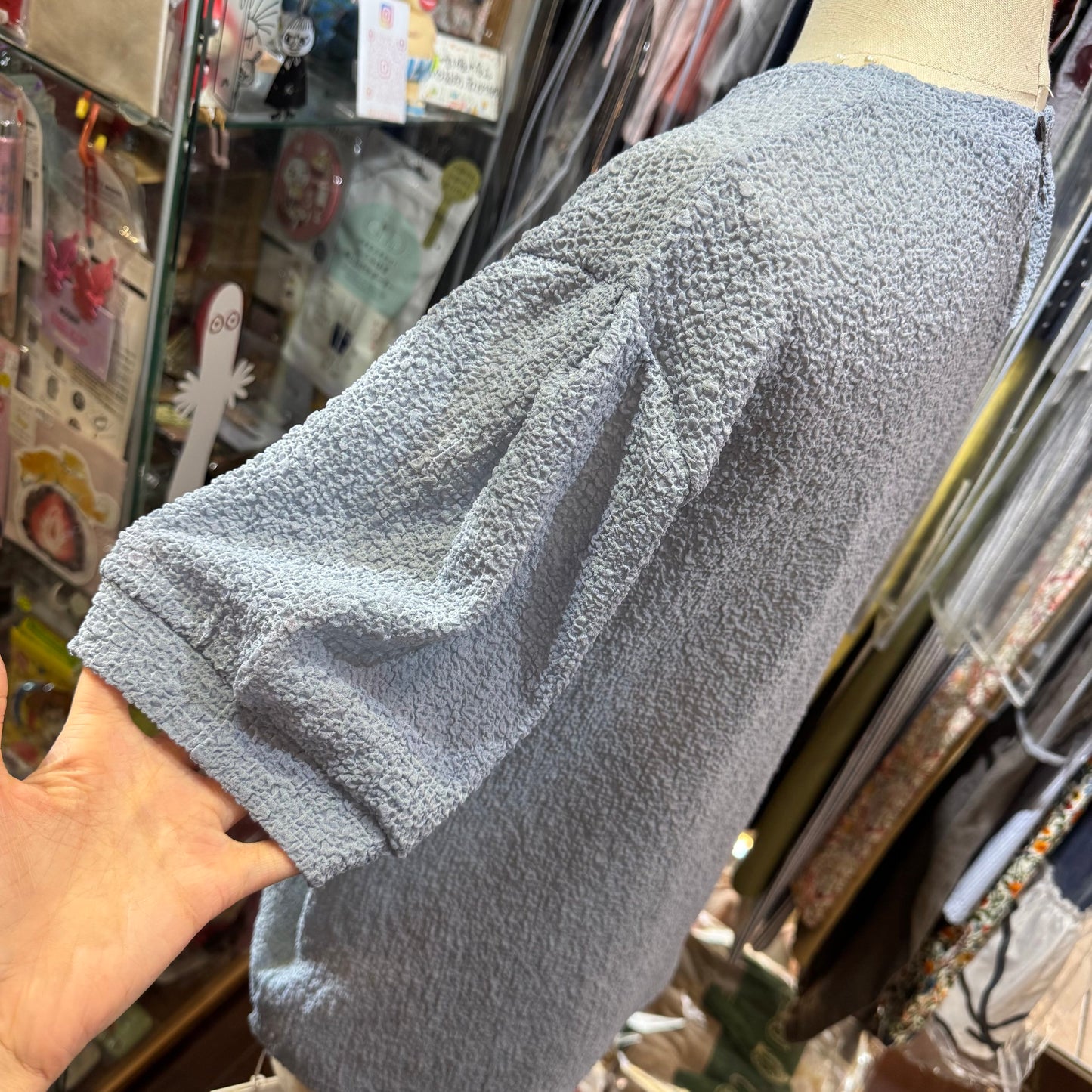 Midiumisolid Light Blue Top, made in Japan