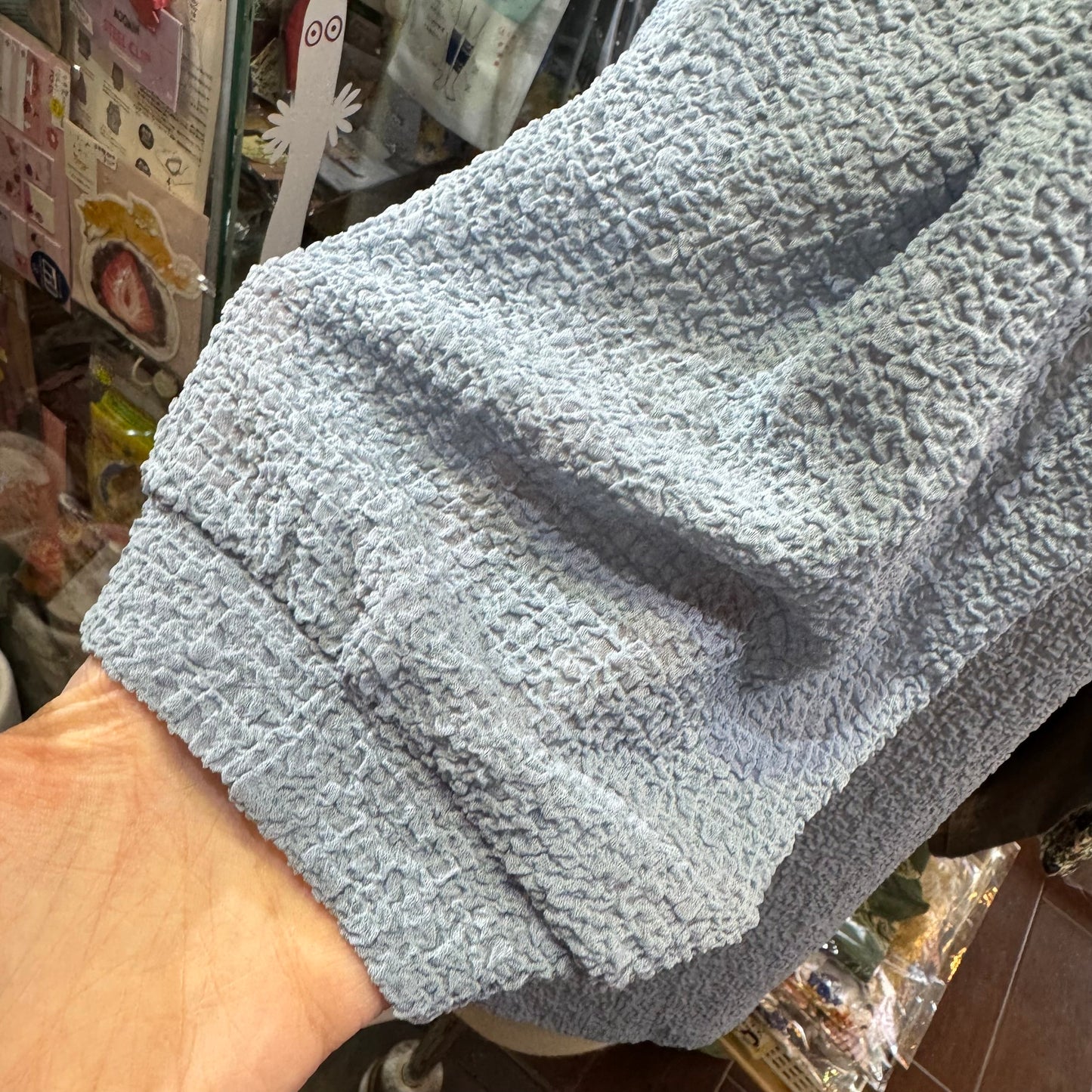Midiumisolid Light Blue Top, made in Japan