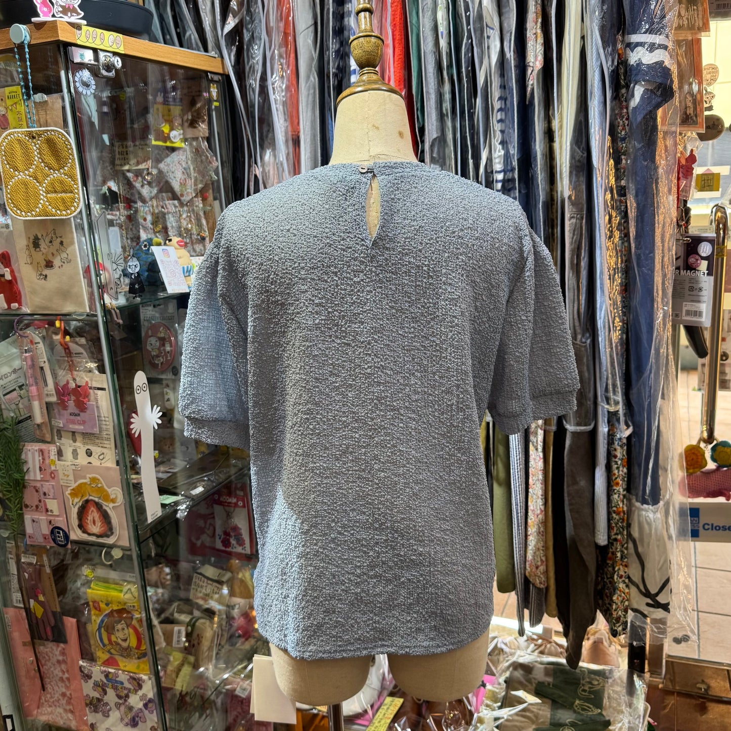 Midiumisolid Light Blue Top, made in Japan