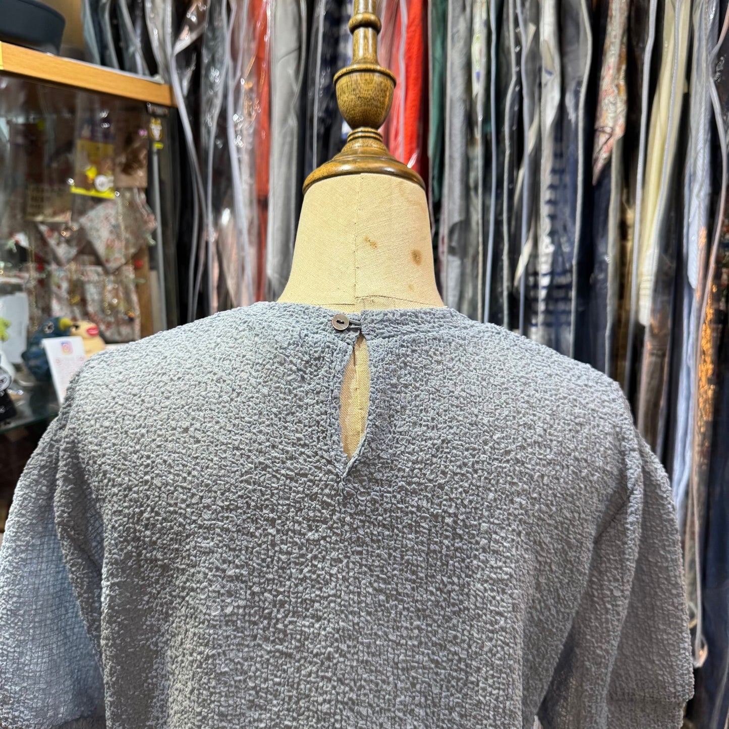 Midiumisolid Light Blue Top, made in Japan