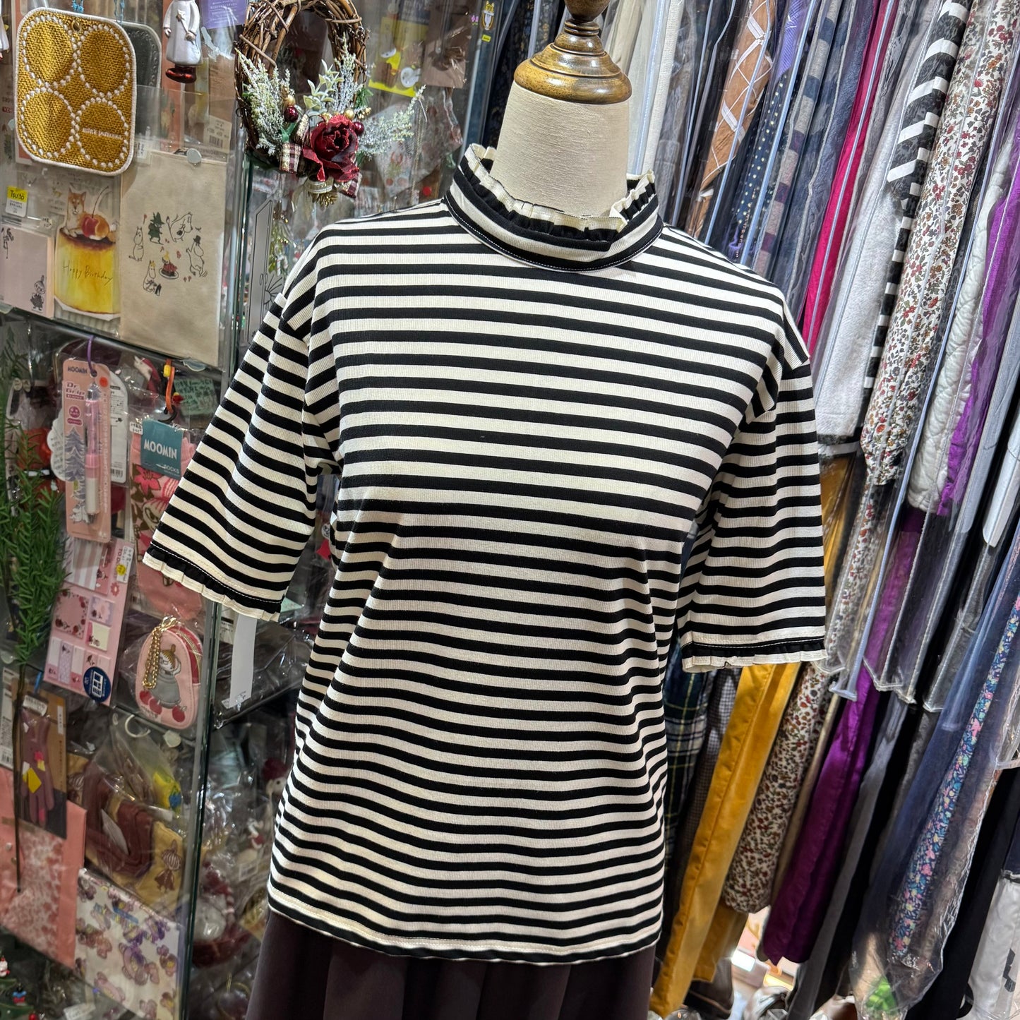 Sale- La Marine Française Striped Frill Collar Top