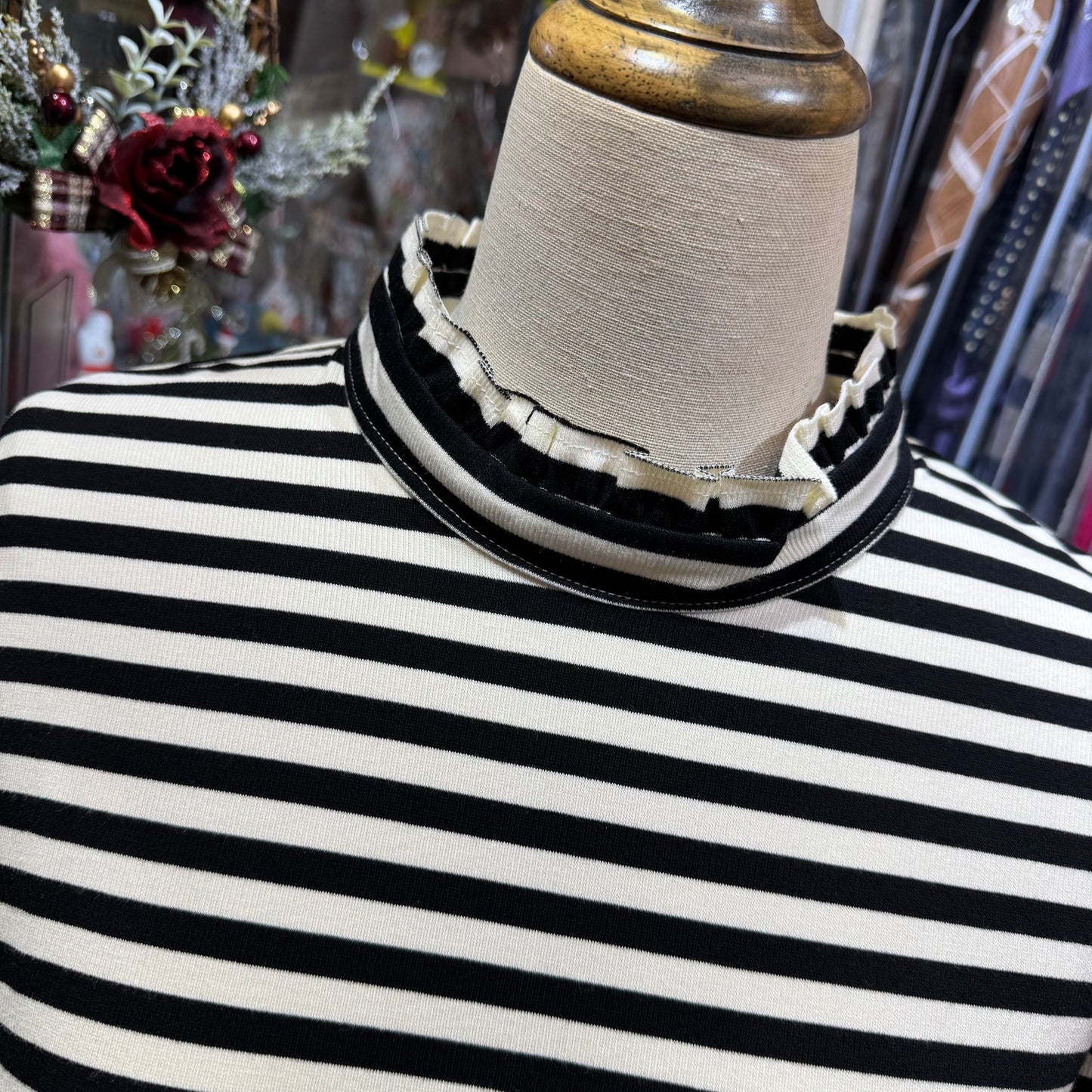 Sale- La Marine Française Striped Frill Collar Top