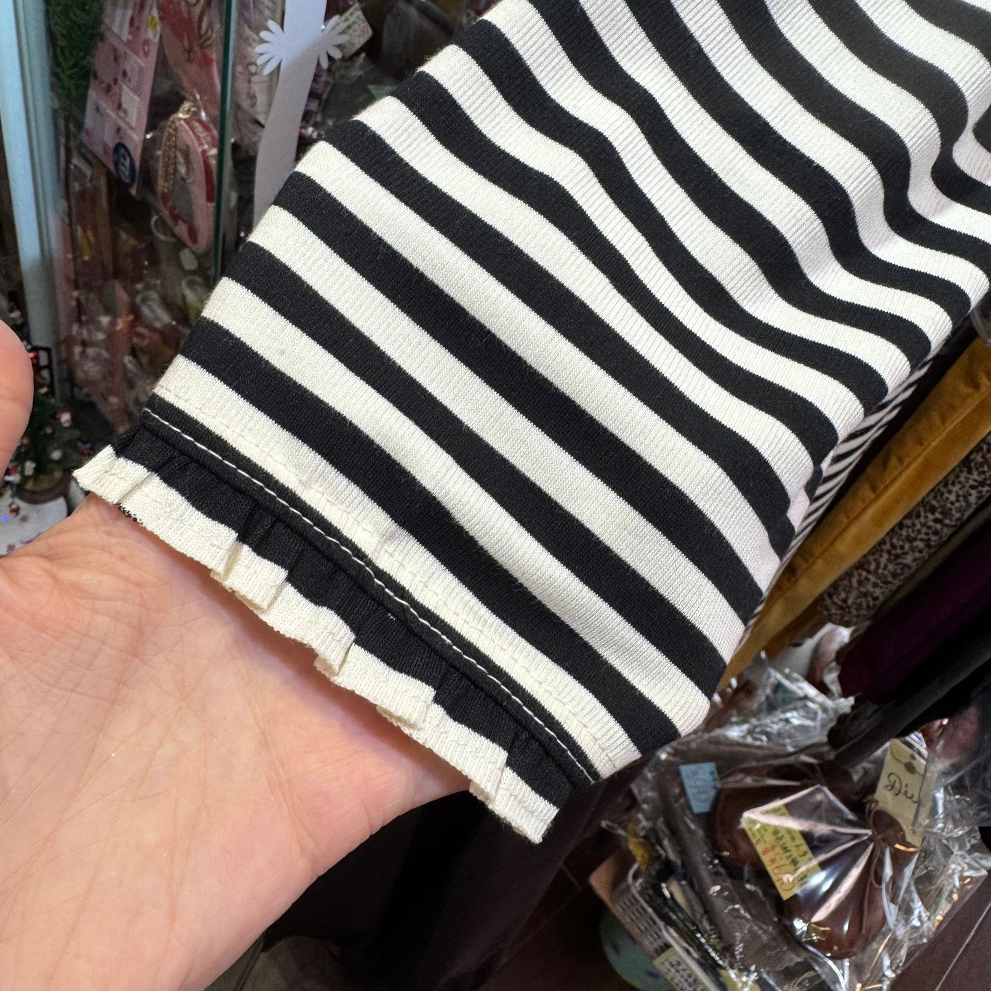 Sale- La Marine Française Striped Frill Collar Top