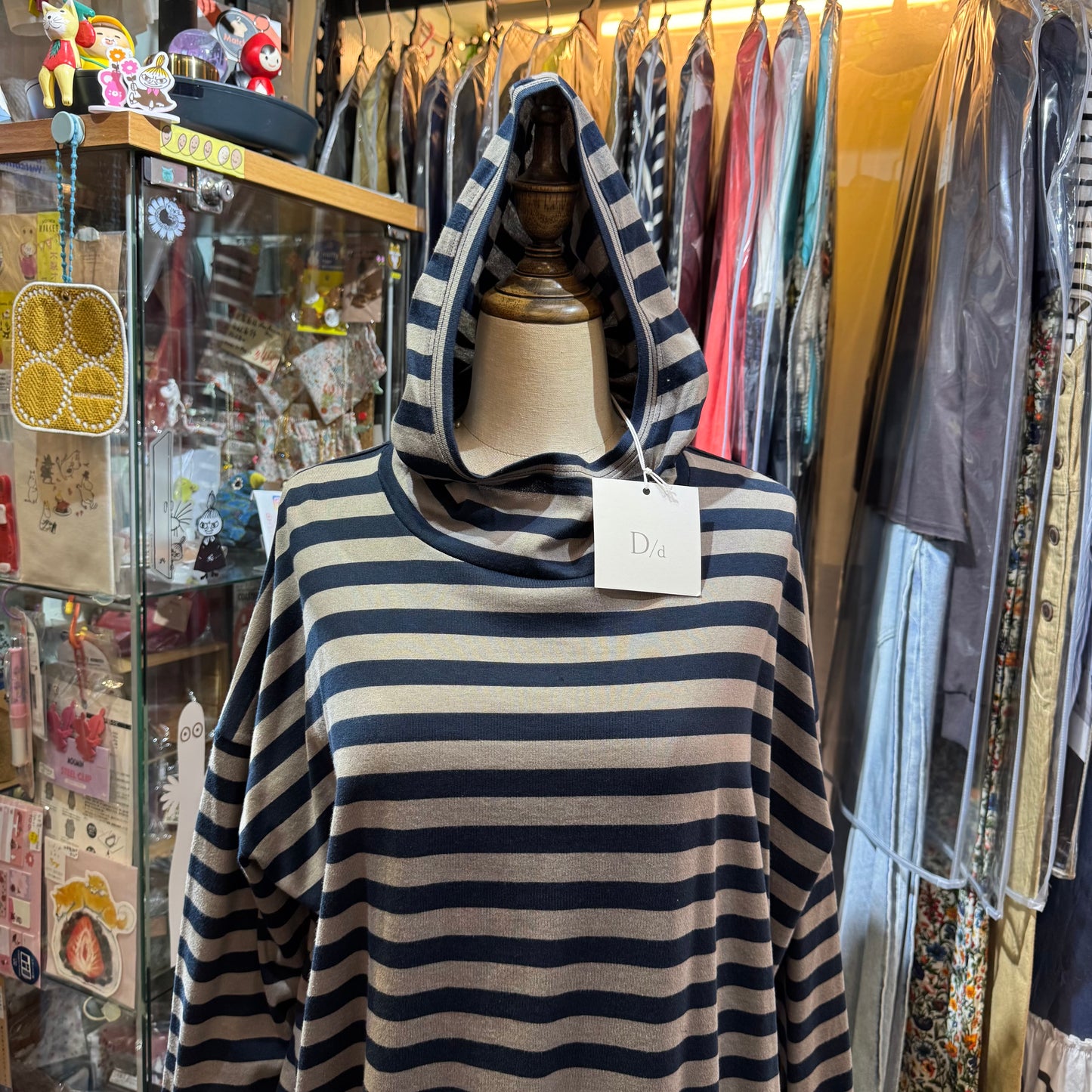 Denier Striped Hoodie Top, made in Japan