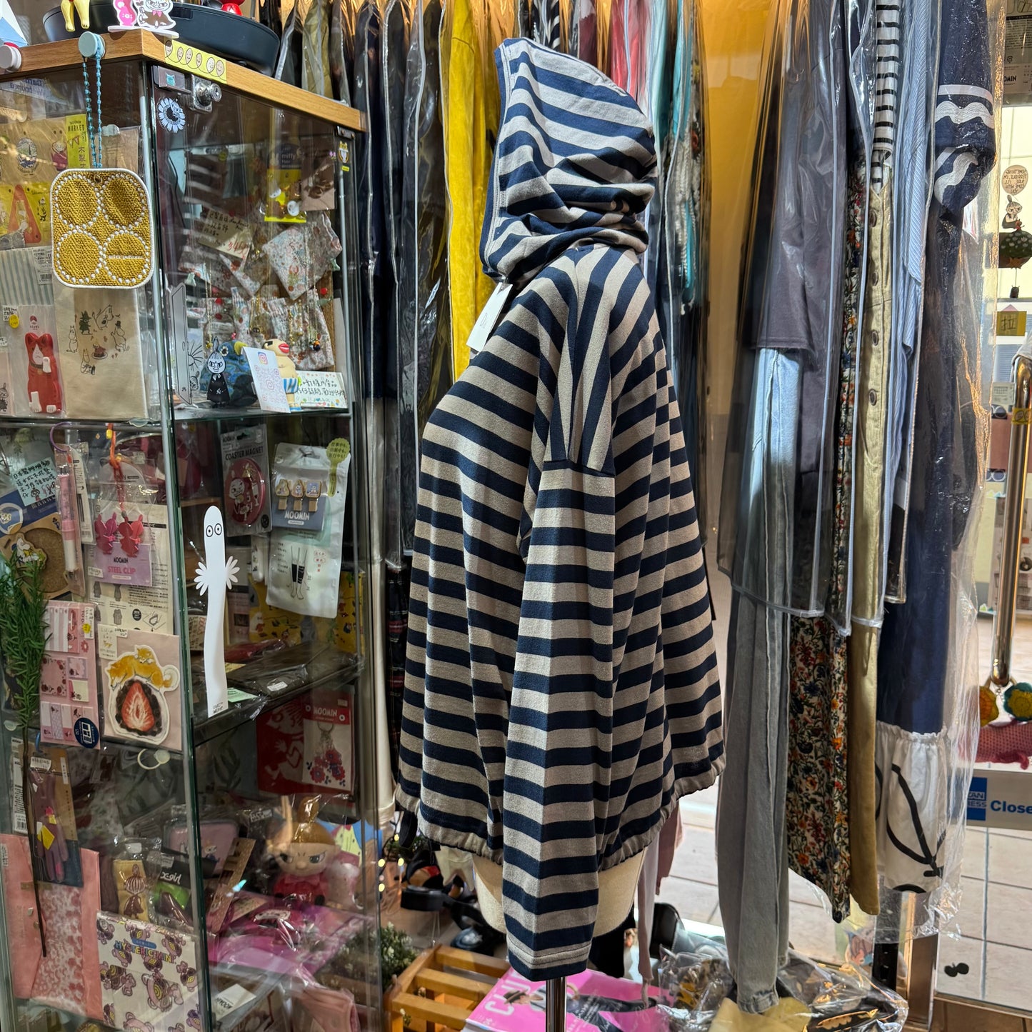 Denier Striped Hoodie Top, made in Japan