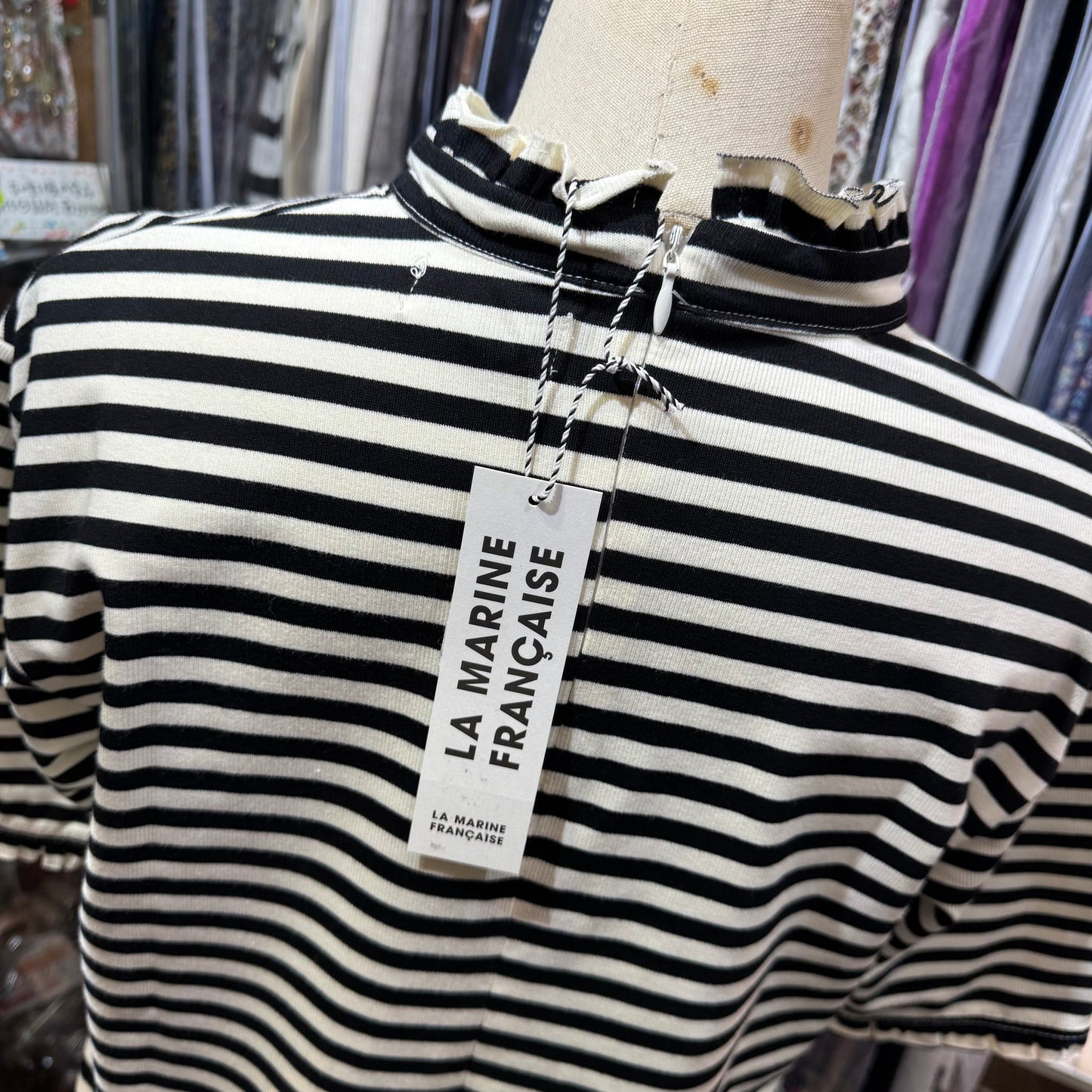 Sale- La Marine Française Striped Frill Collar Top
