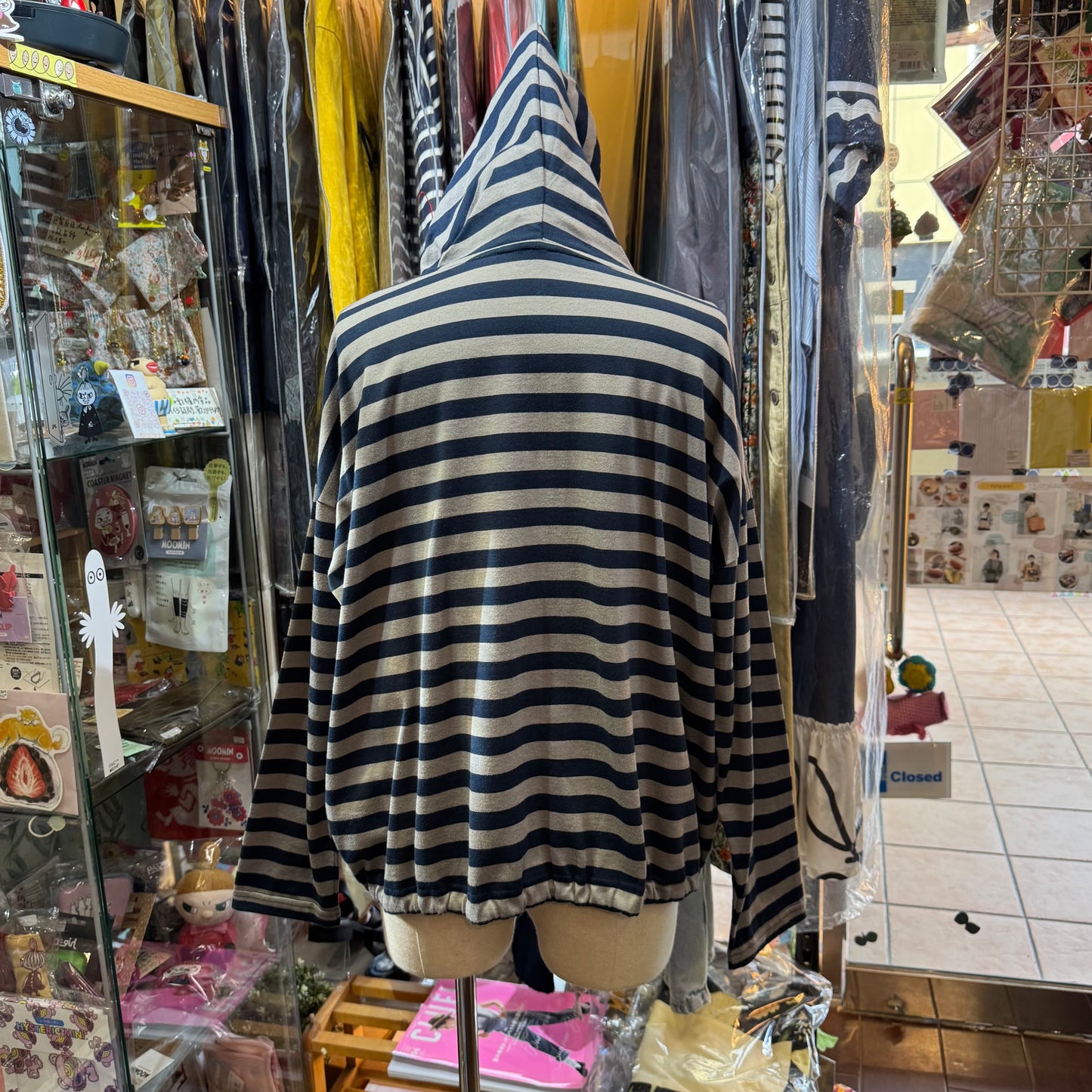 Denier Striped Hoodie Top, made in Japan