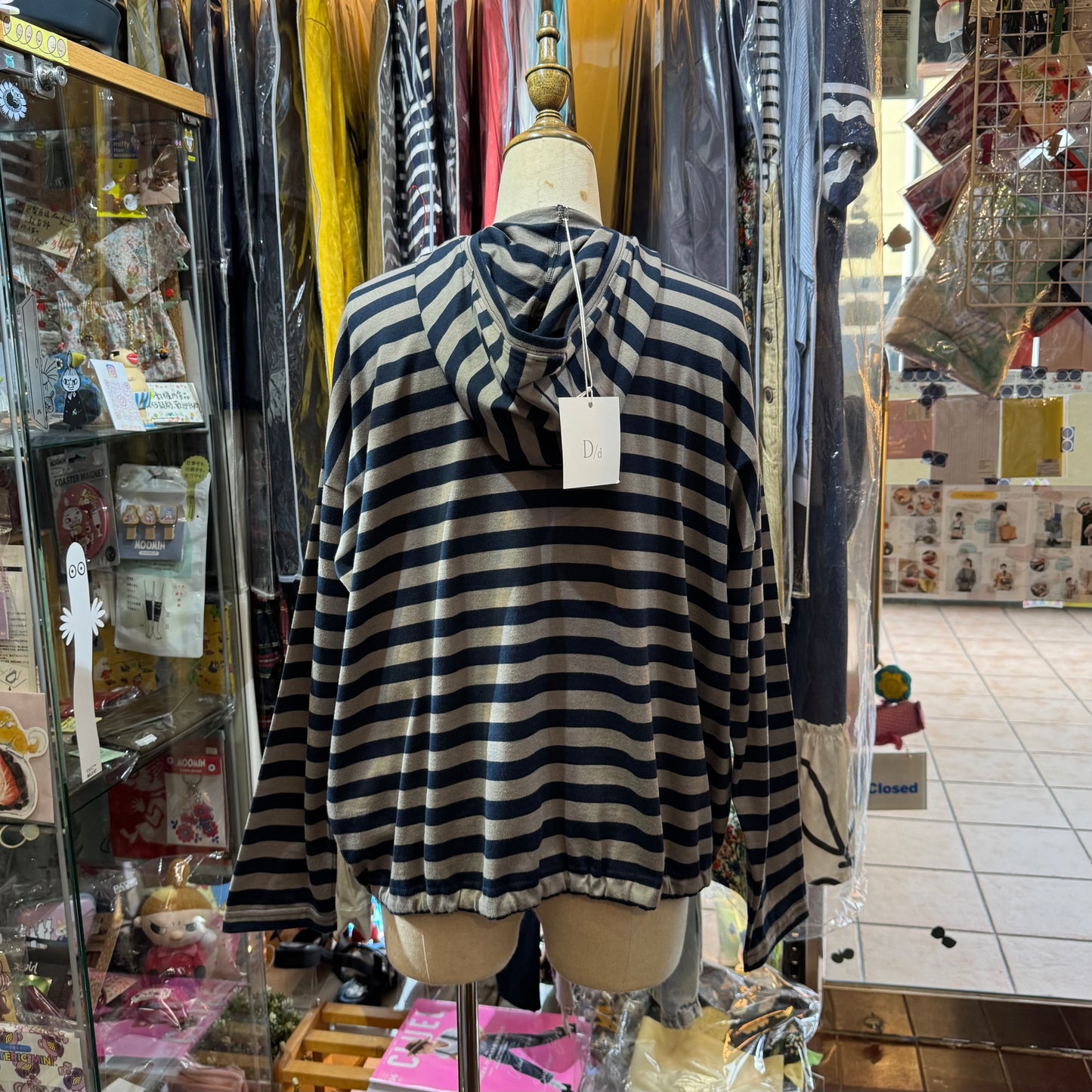 Denier Striped Hoodie Top, made in Japan