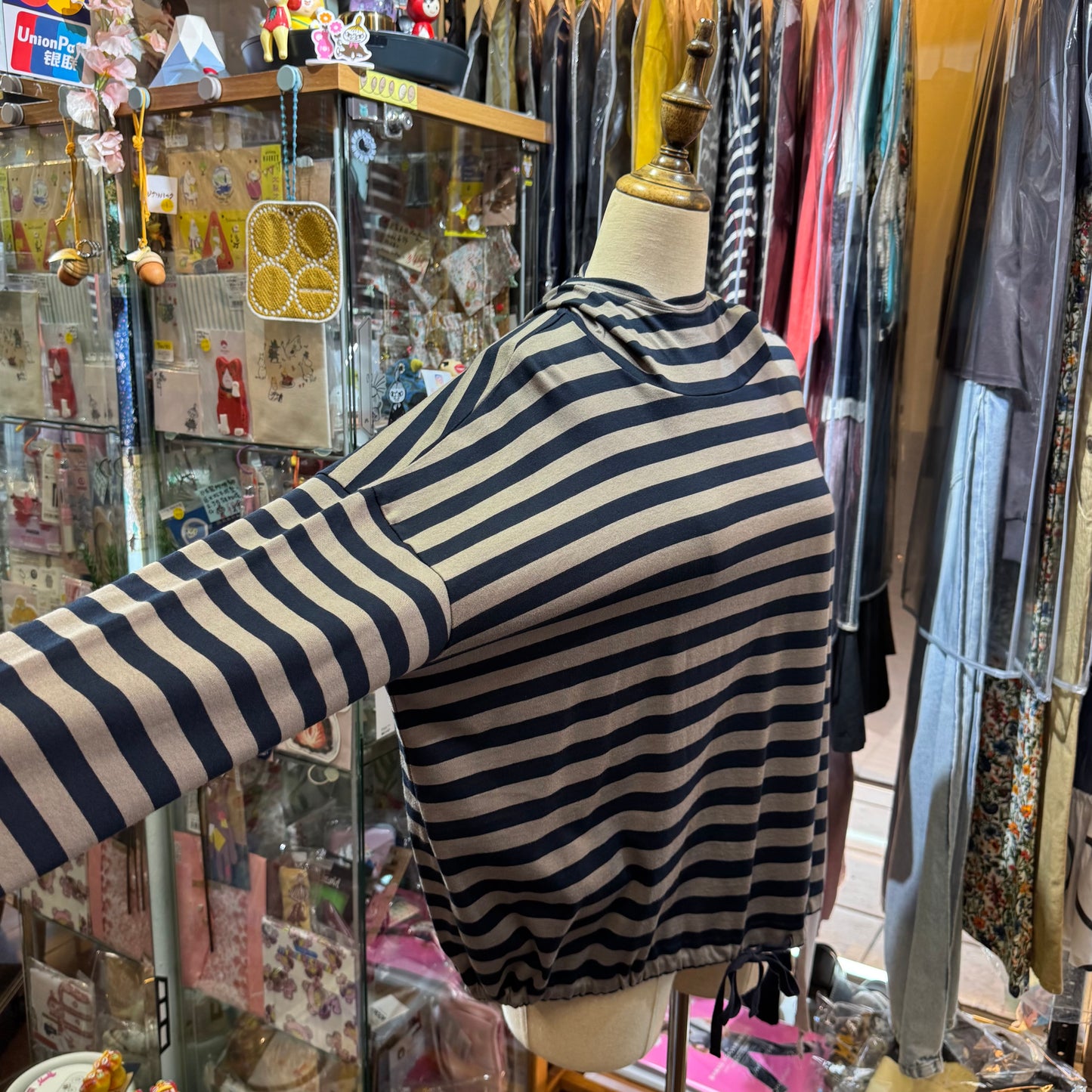 Denier Striped Hoodie Top, made in Japan