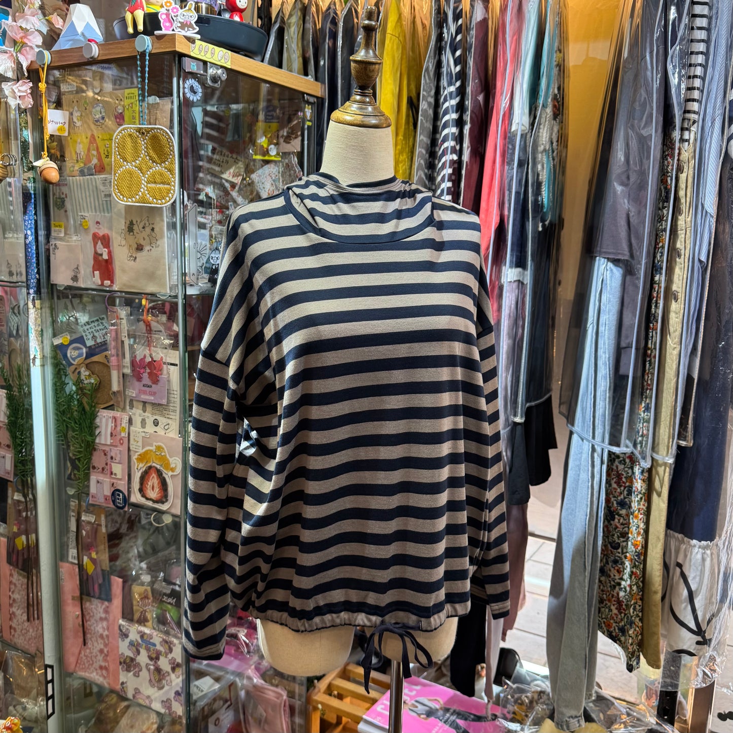 Denier Striped Hoodie Top, made in Japan