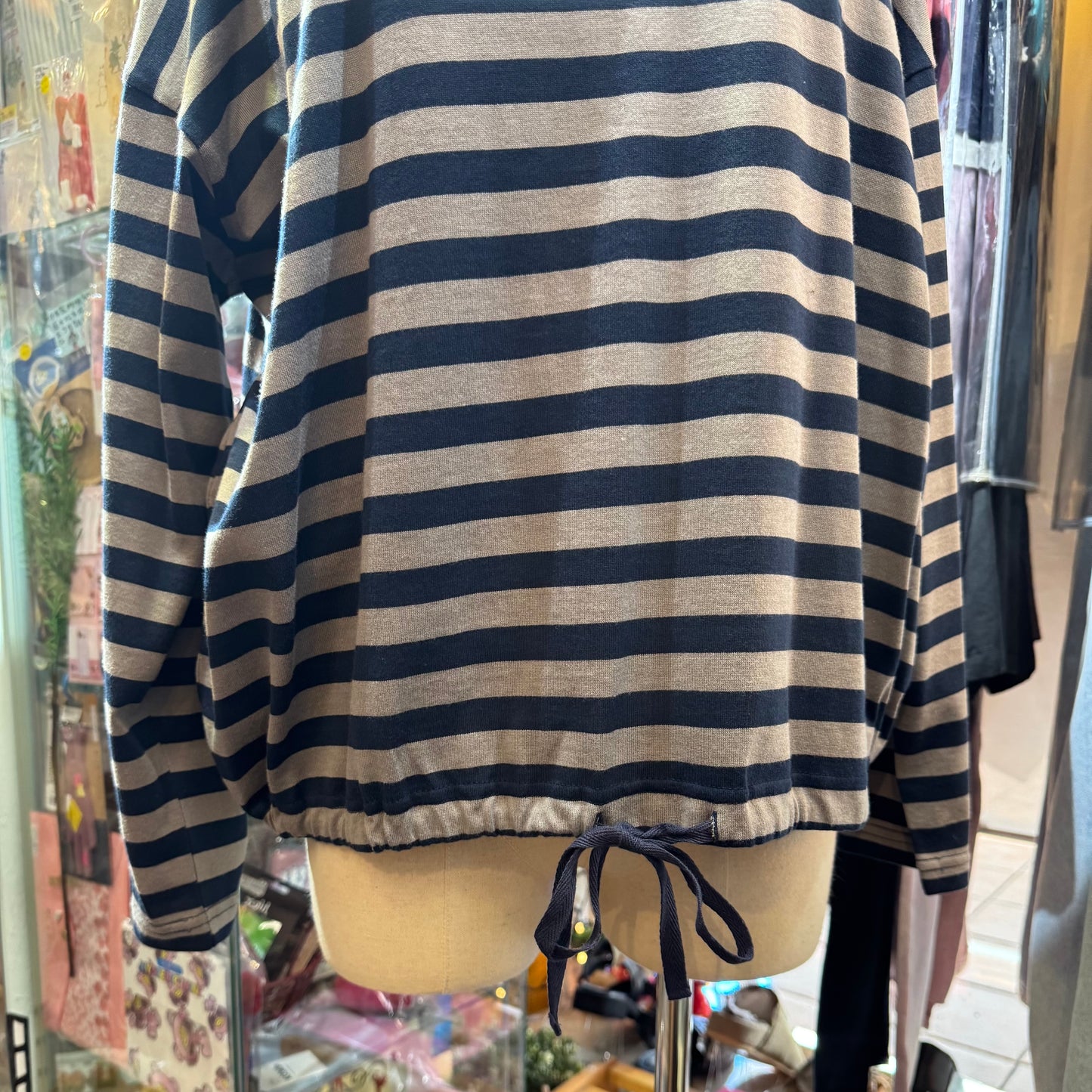 Denier Striped Hoodie Top, made in Japan