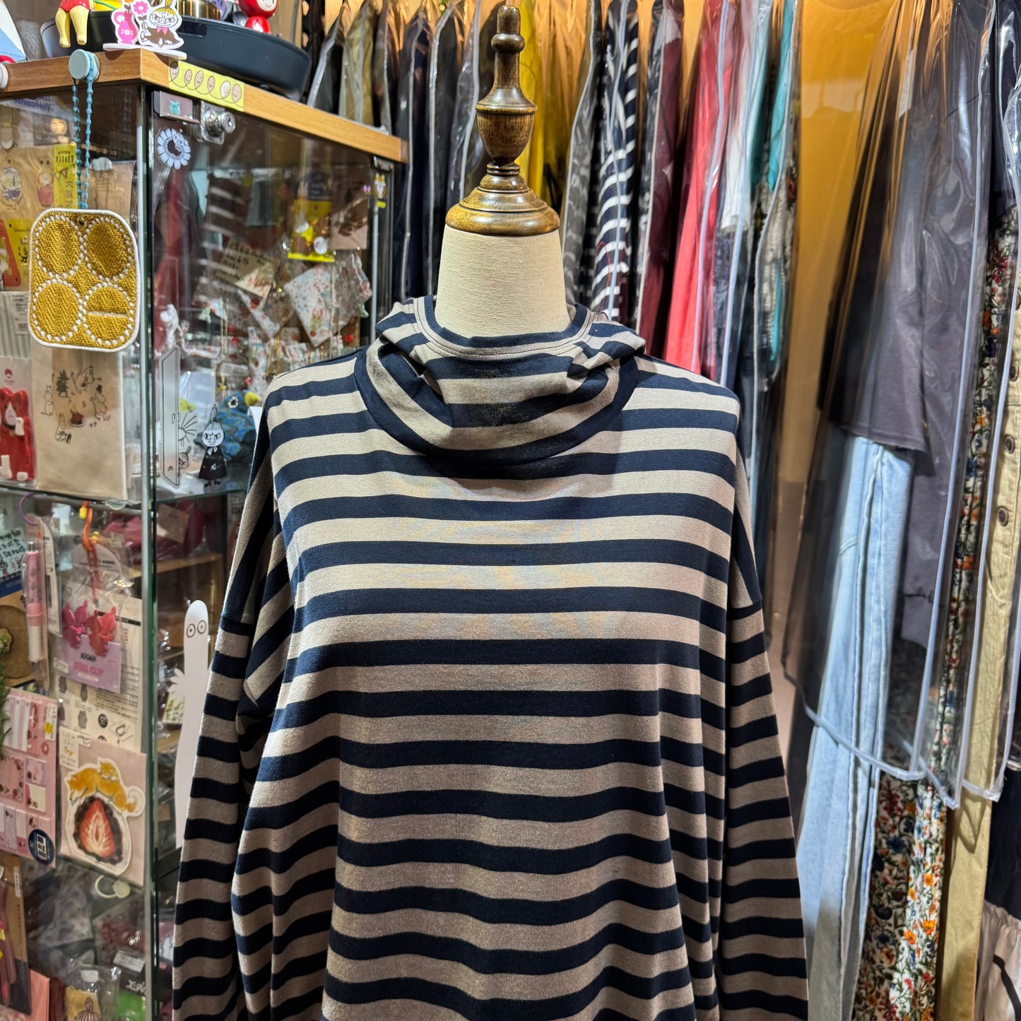 Denier Striped Hoodie Top, made in Japan