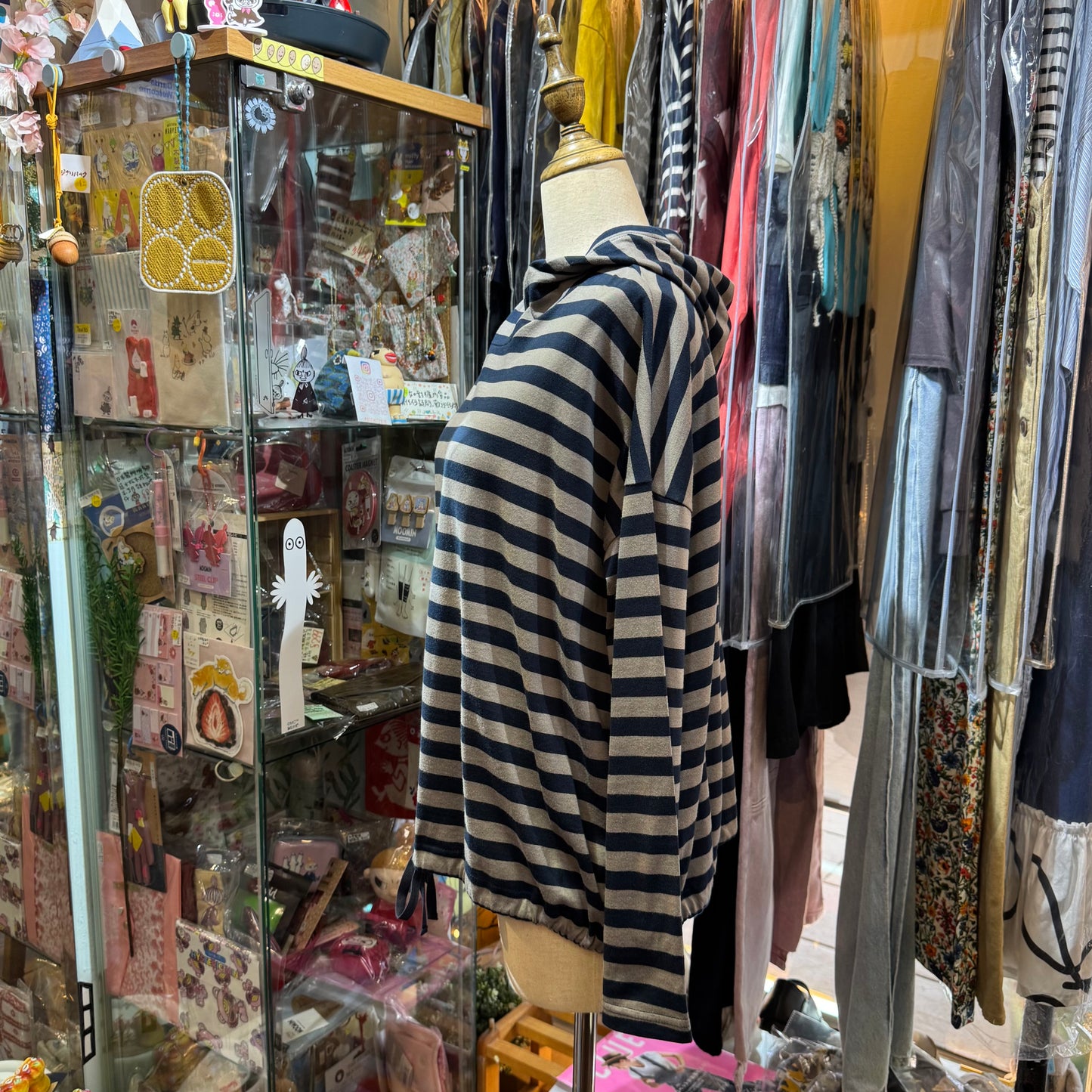 Denier Striped Hoodie Top, made in Japan