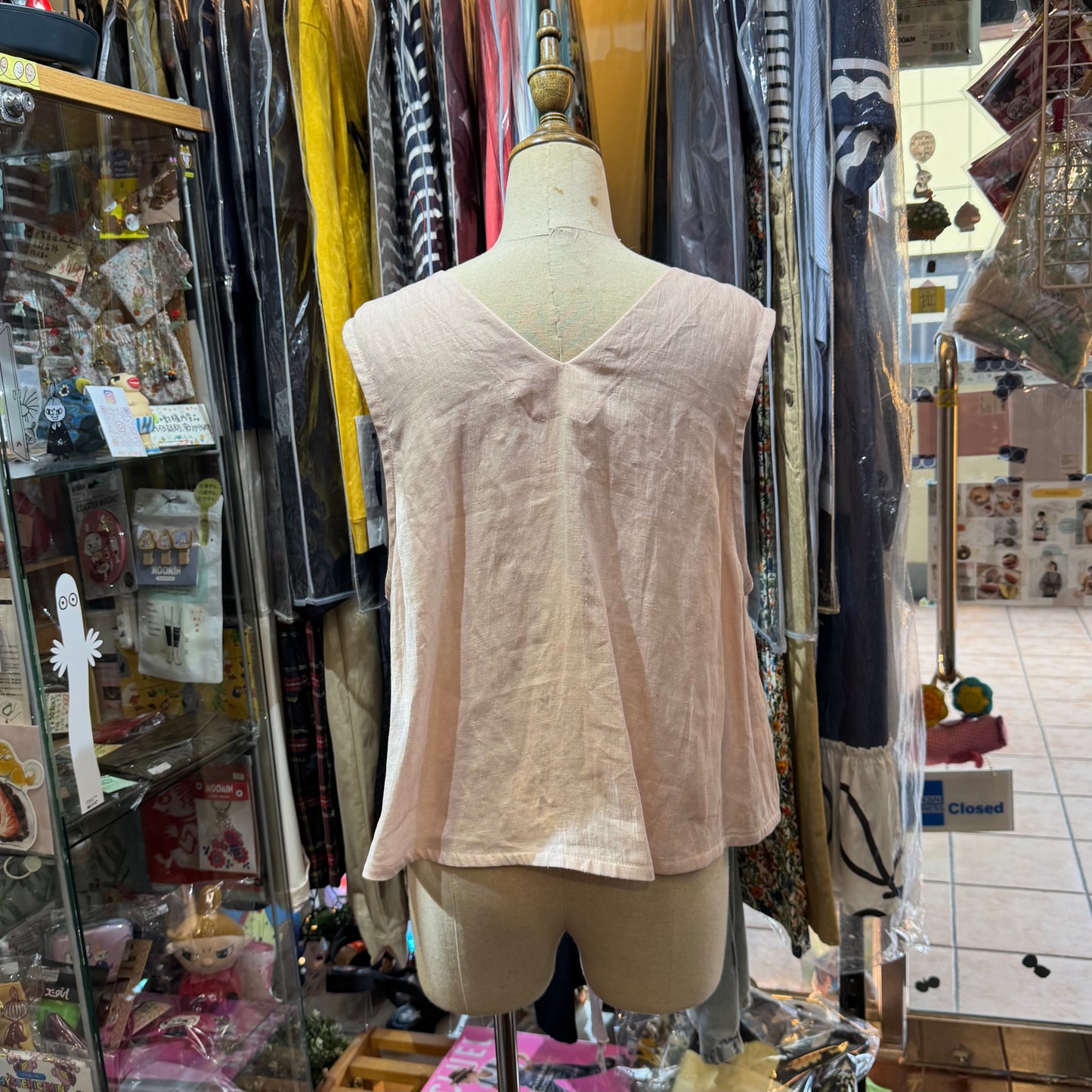 Vest d Ouest Linen Pink Vest Top, made in Japan