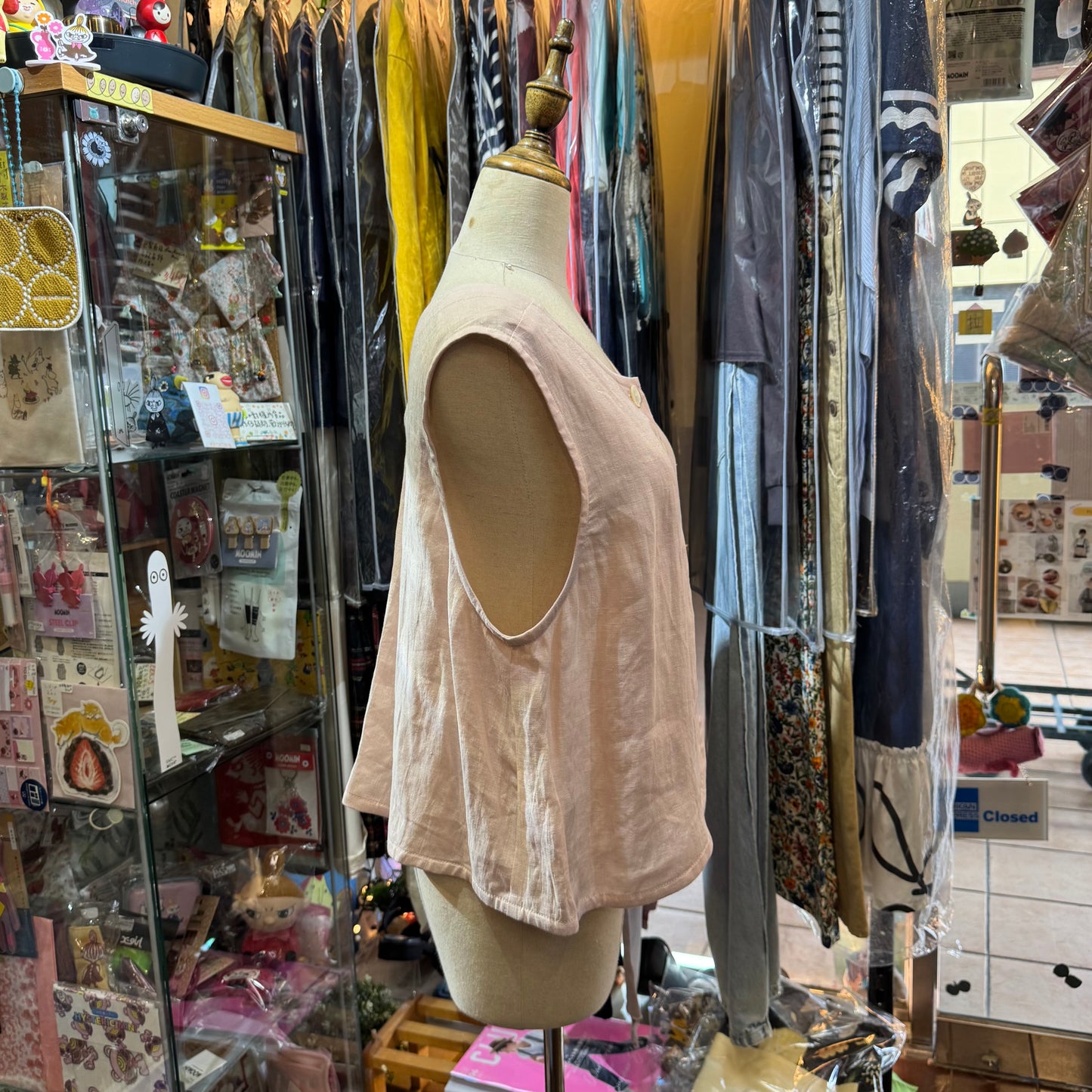 Vest d Ouest Linen Pink Vest Top, made in Japan
