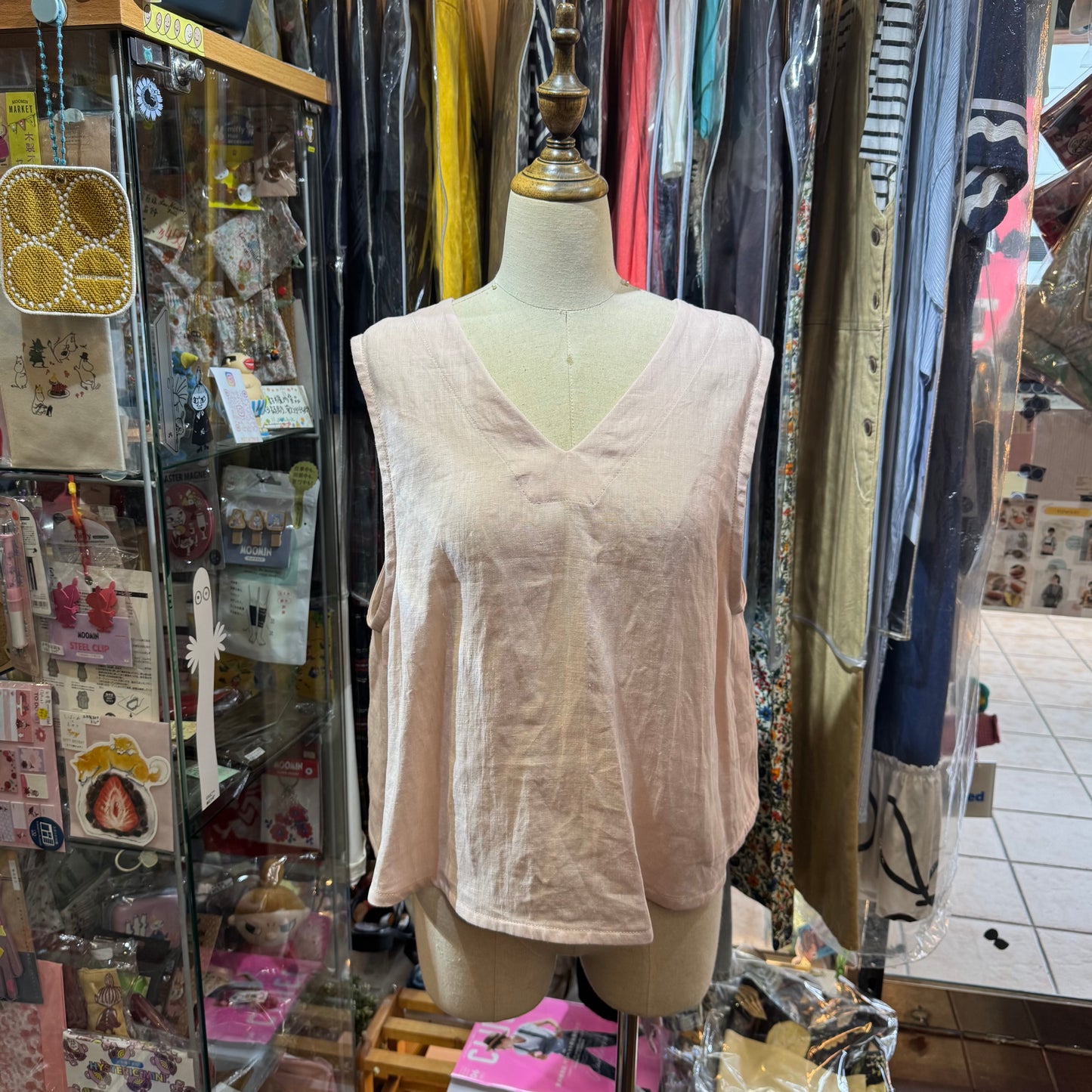 Vest d Ouest Linen Pink Vest Top, made in Japan