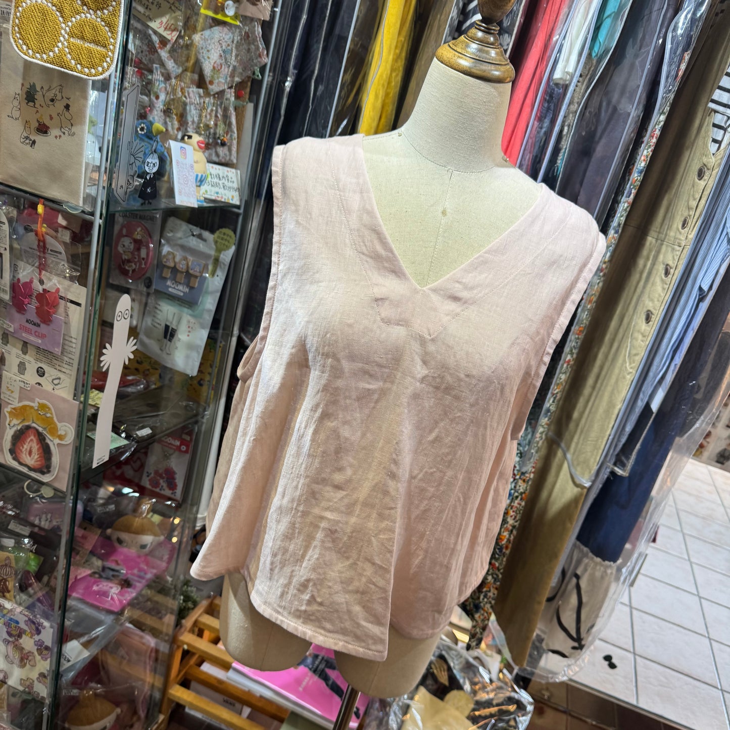 Vest d Ouest Linen Pink Vest Top, made in Japan