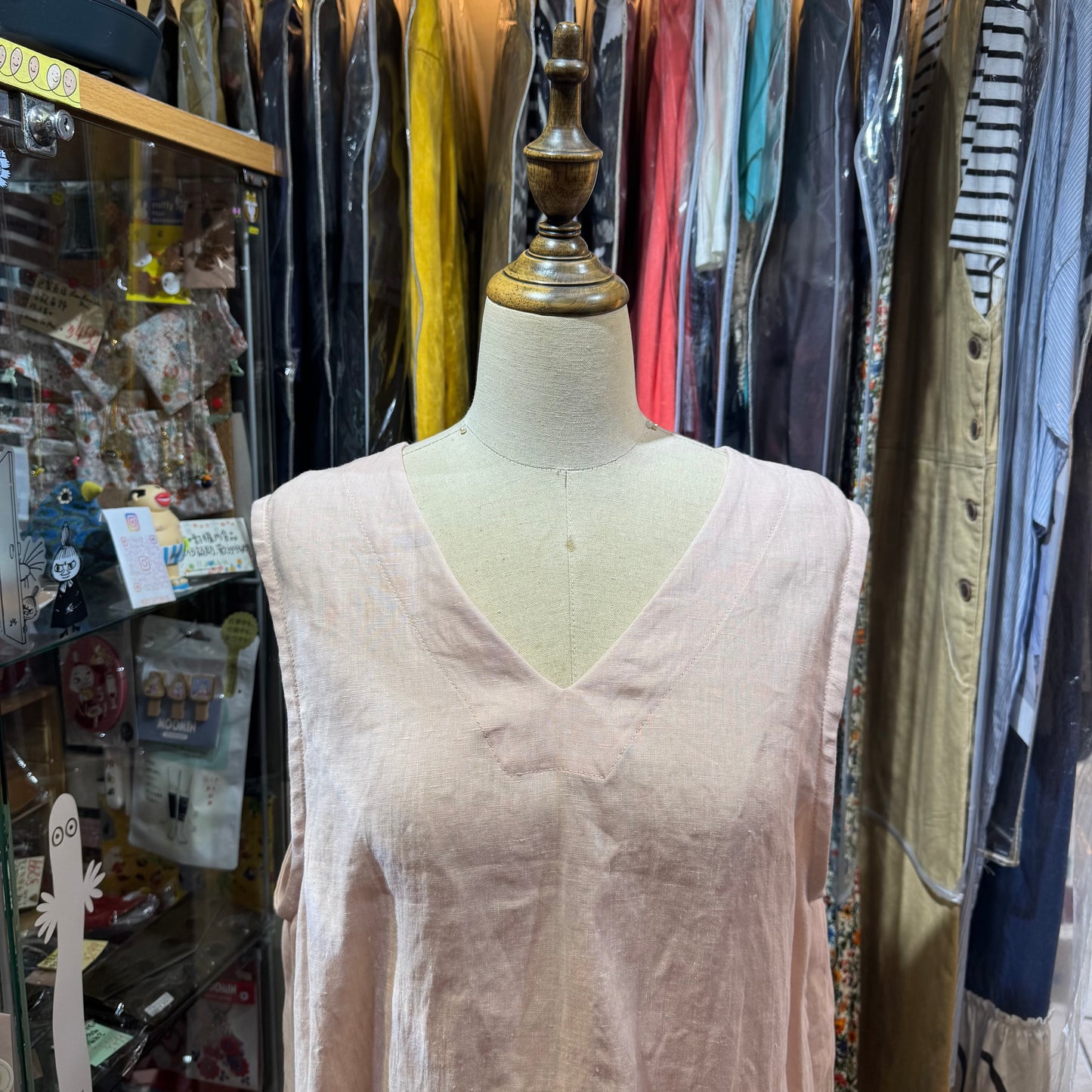 Vest d Ouest Linen Pink Vest Top, made in Japan