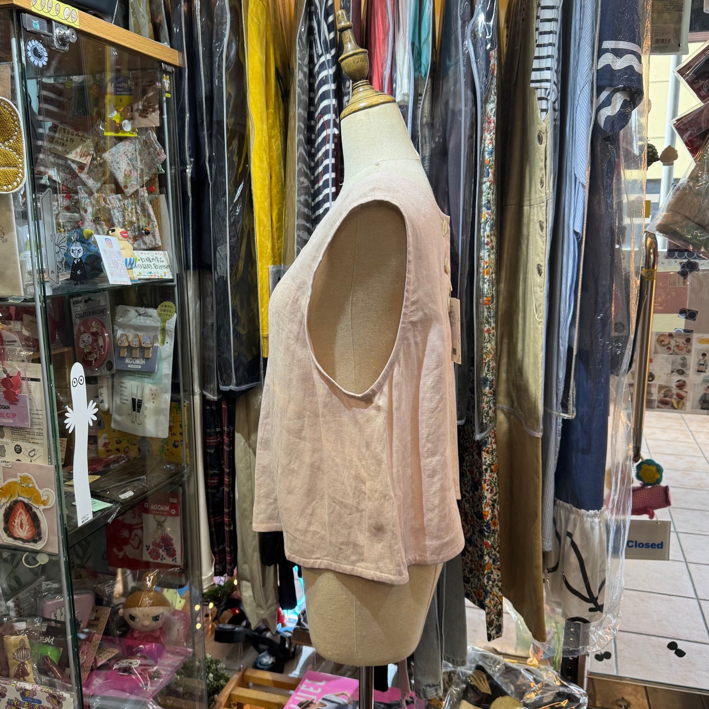 Vest d Ouest Linen Pink Vest Top, made in Japan