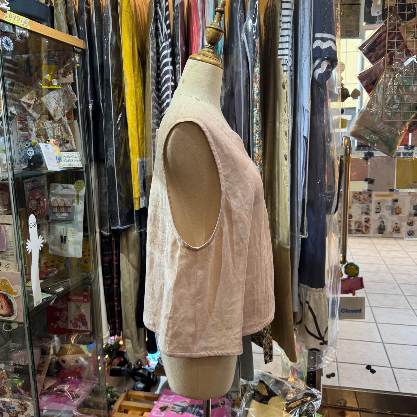 Vest d Ouest Linen Pink Vest Top, made in Japan