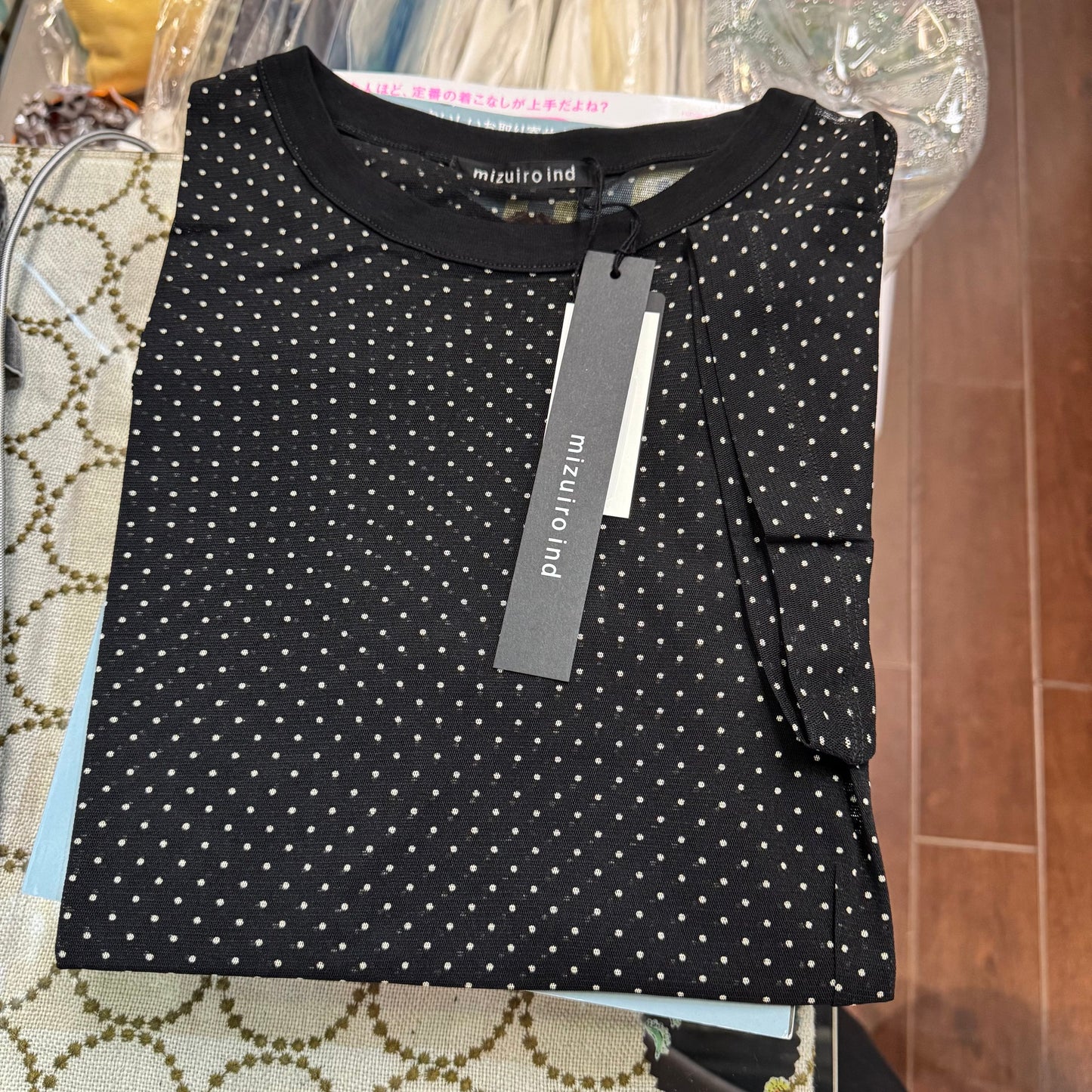Sale- Mizuiro ind Polka See-through Top, 2 Colors, made in Japan