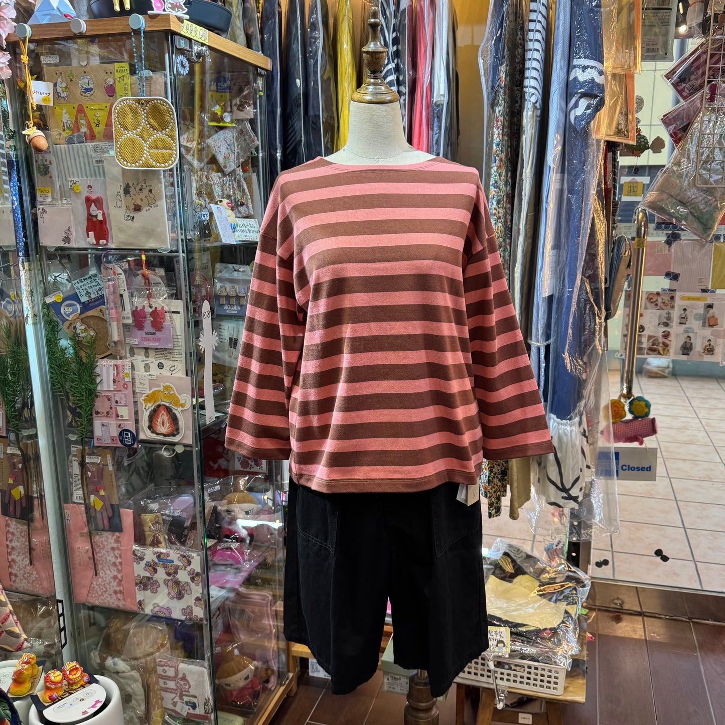 Nouvelles du Paradis Pink Striped T-shirt, made in Japan
