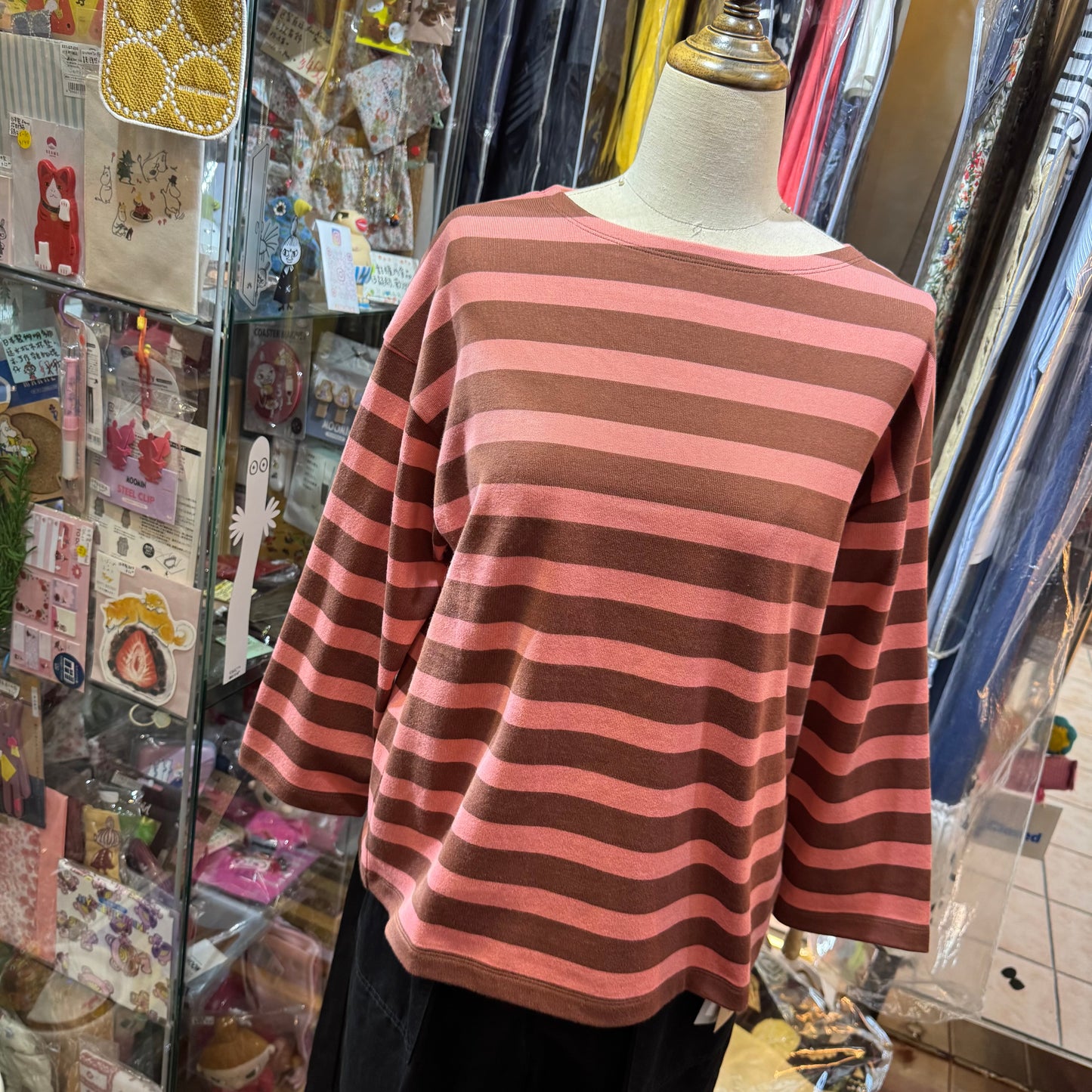 Nouvelles du Paradis Pink Striped T-shirt, made in Japan