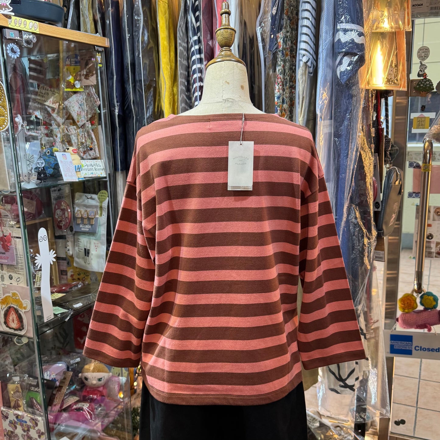 Nouvelles du Paradis Pink Striped T-shirt, made in Japan