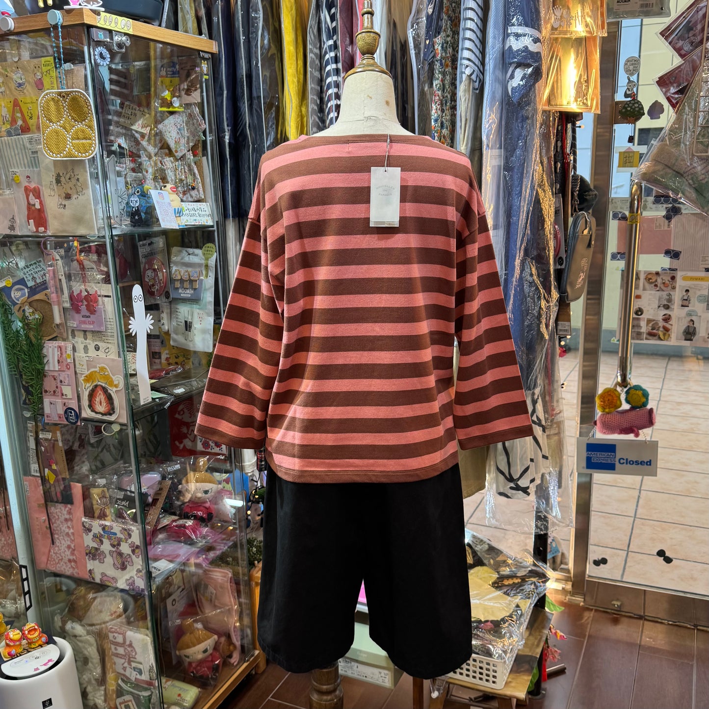 Nouvelles du Paradis Pink Striped T-shirt, made in Japan