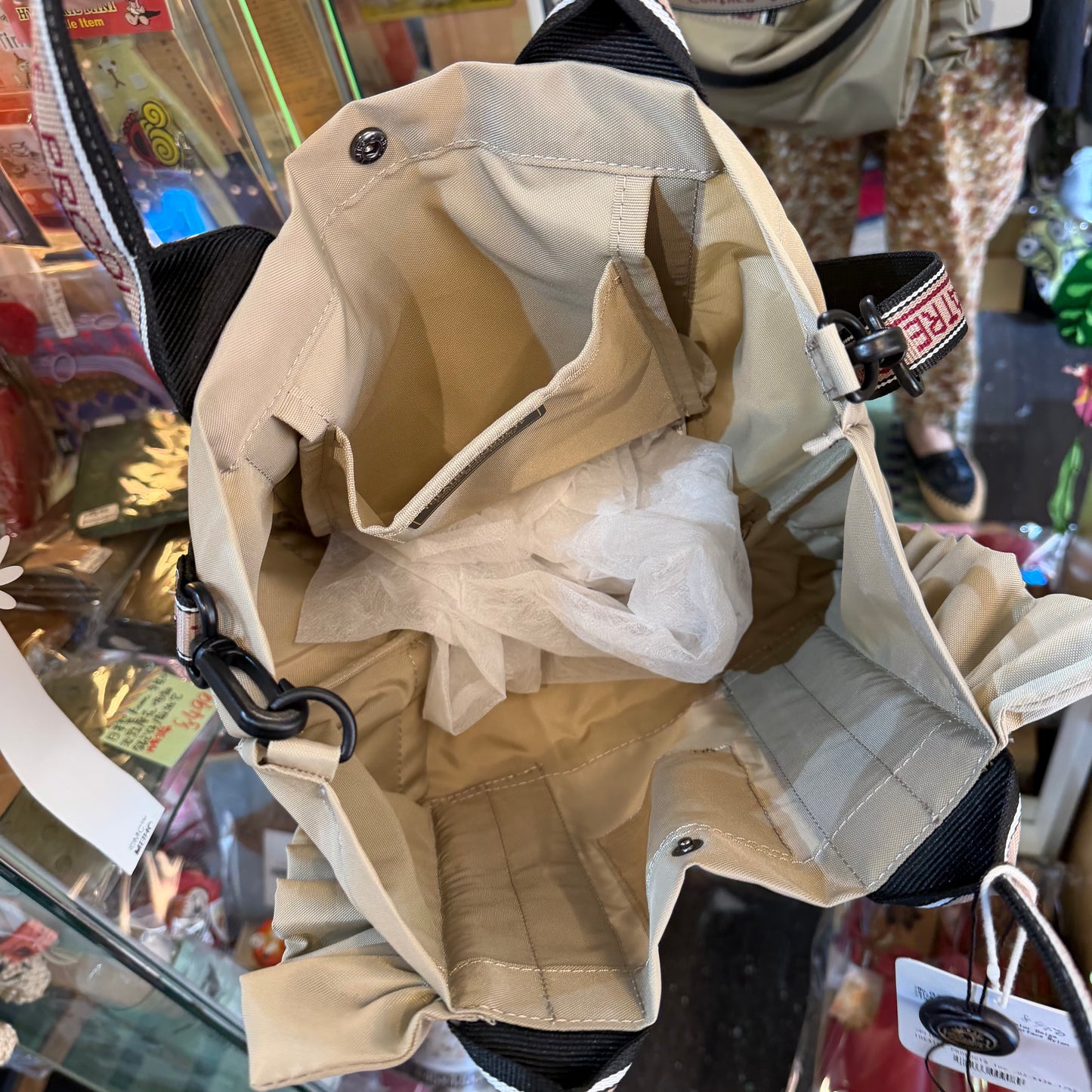 Theatre Products Nylon Tote "MISSISSIPPI" 2Way Beige Ribbon Bag-S