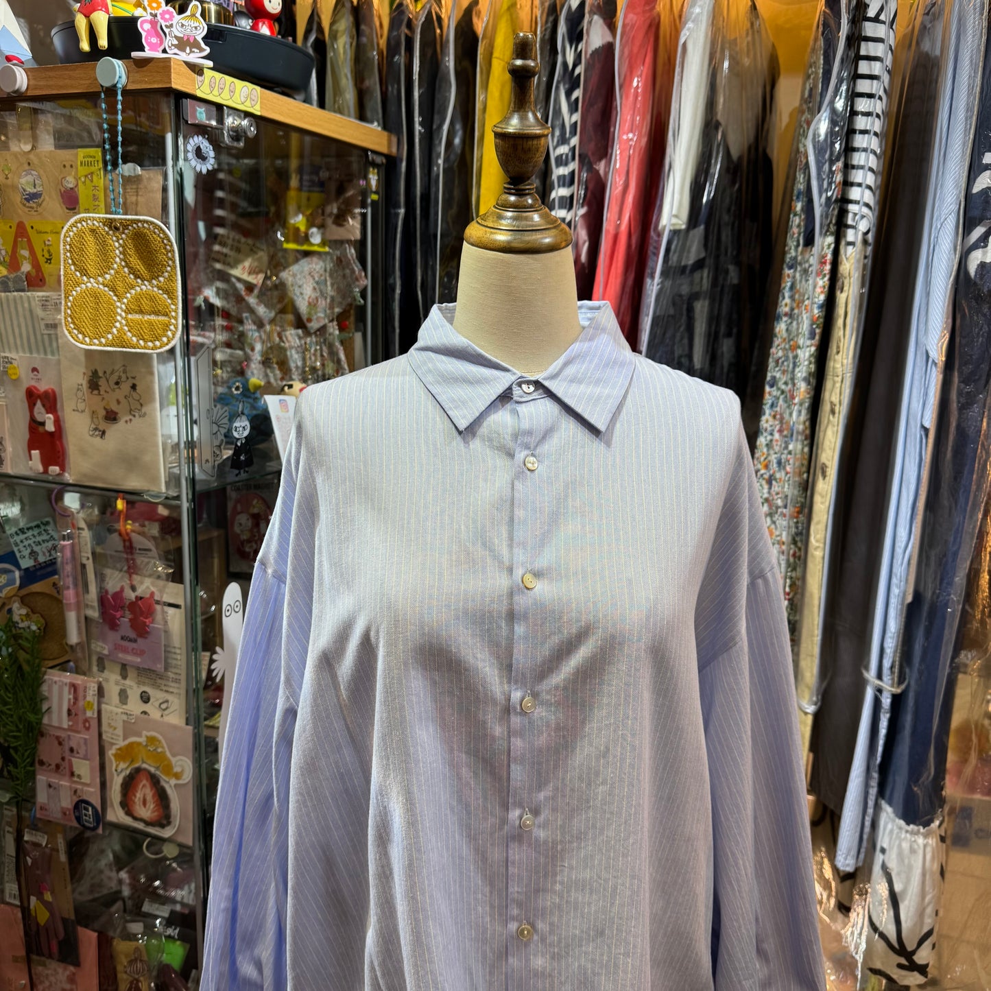 Veritecoeur Blue X Yellow Striped Shirt, made in Korea