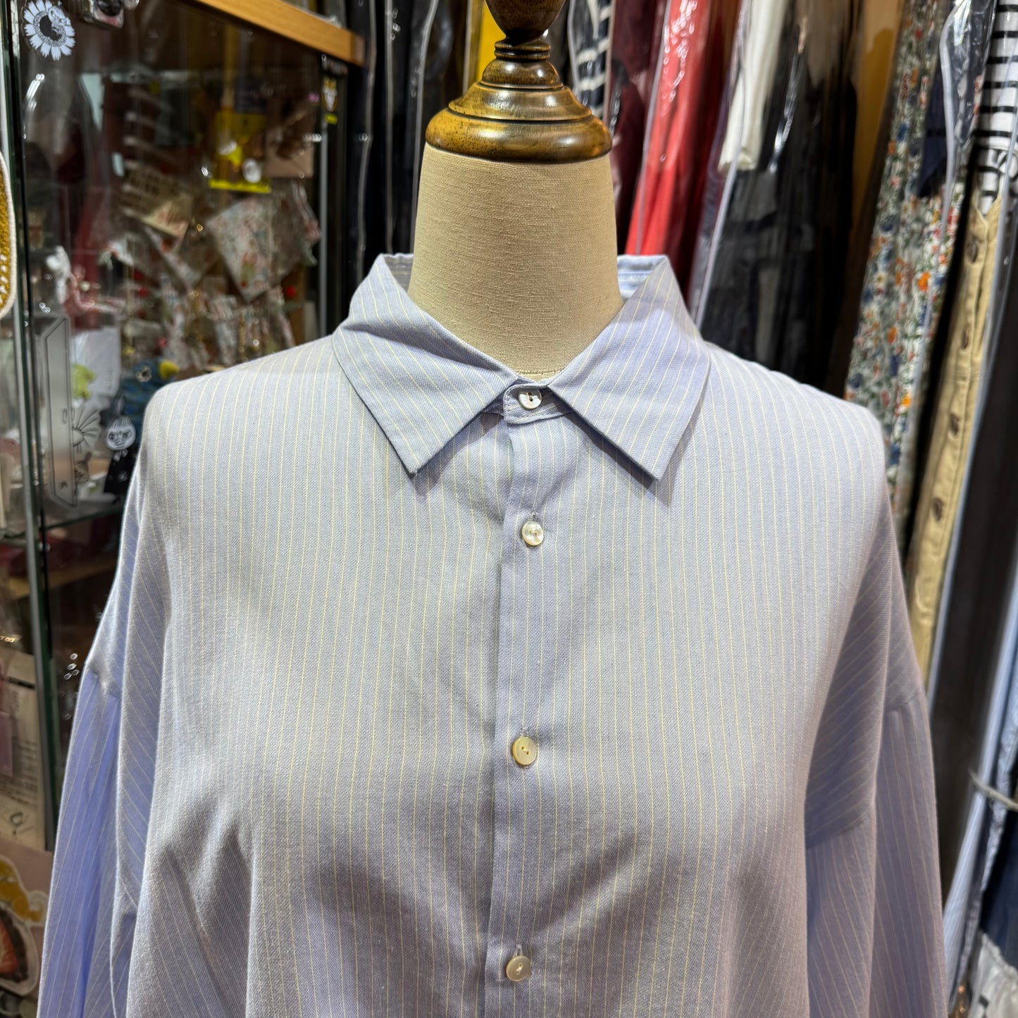 Veritecoeur Blue X Yellow Striped Shirt, made in Korea