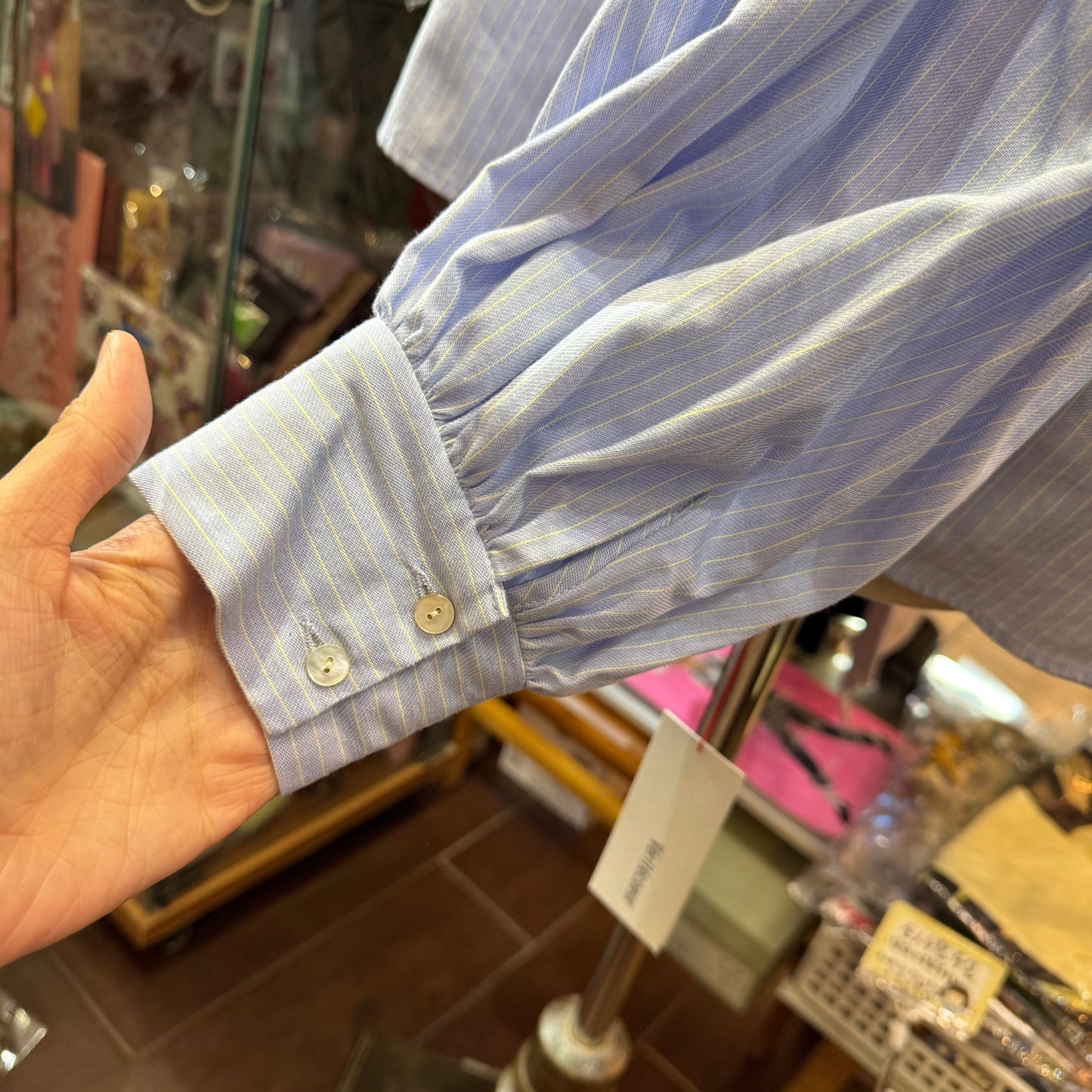 Veritecoeur Blue X Yellow Striped Shirt, made in Korea