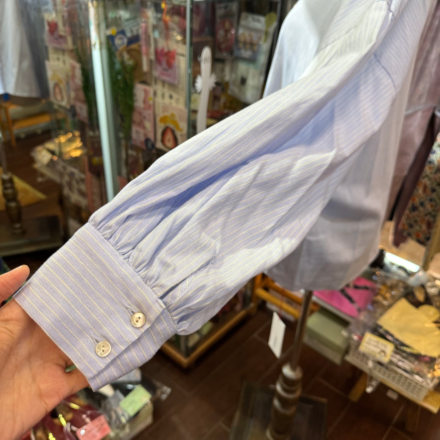 Veritecoeur Blue X Yellow Striped Shirt, made in Korea