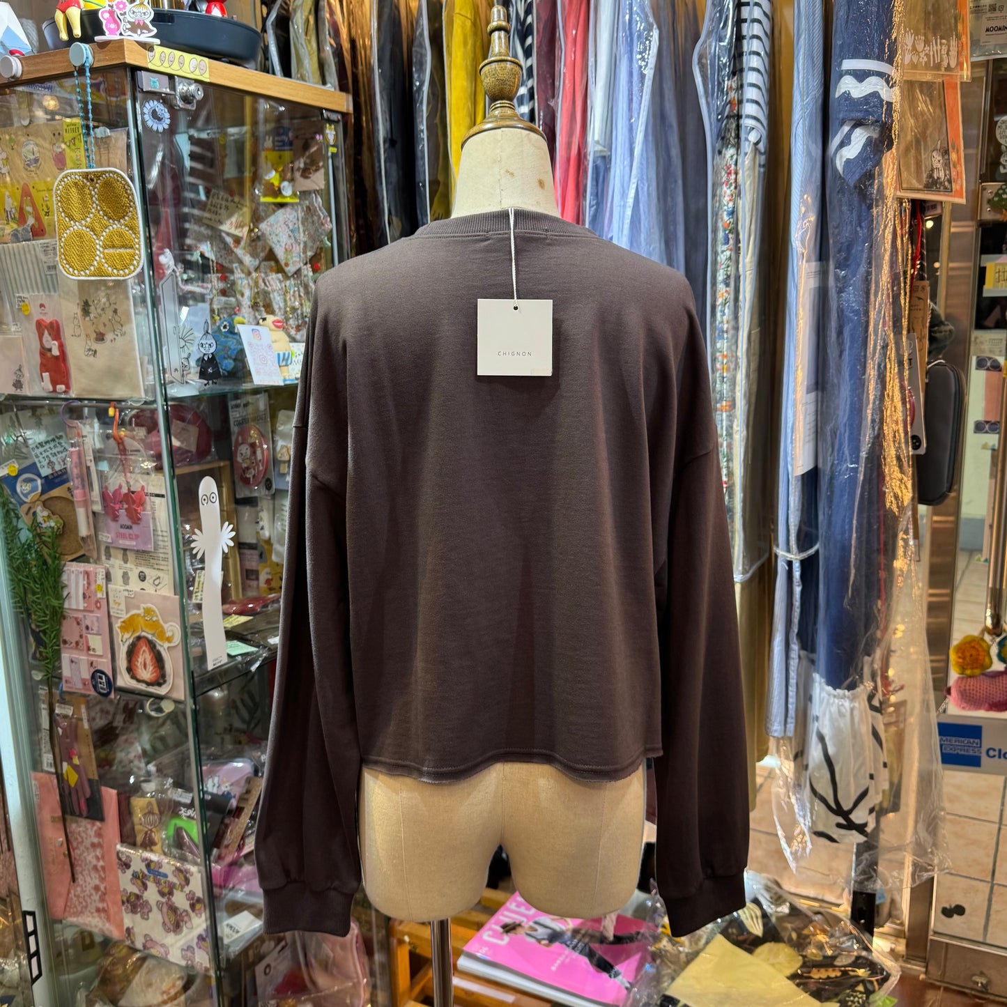 Chignon West Puente Brown Sweatshirt Top, made in Korea