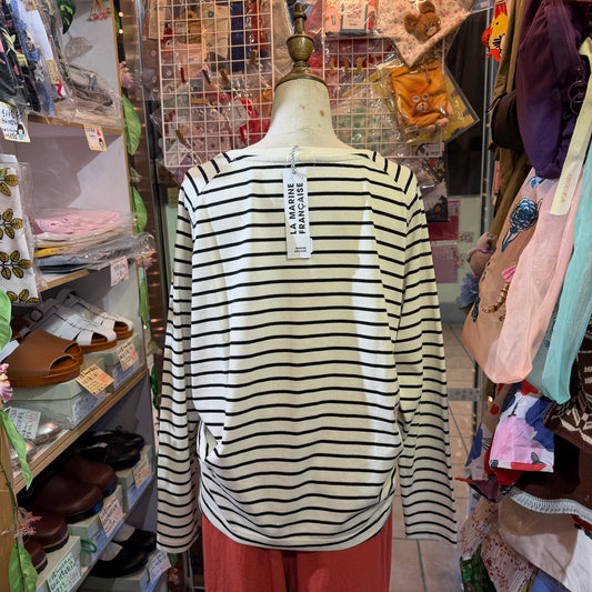 Sale- La marine Francaise White Striped T-shirt