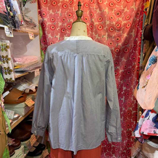Nachukara Blue Striped Blouse, made in Japan