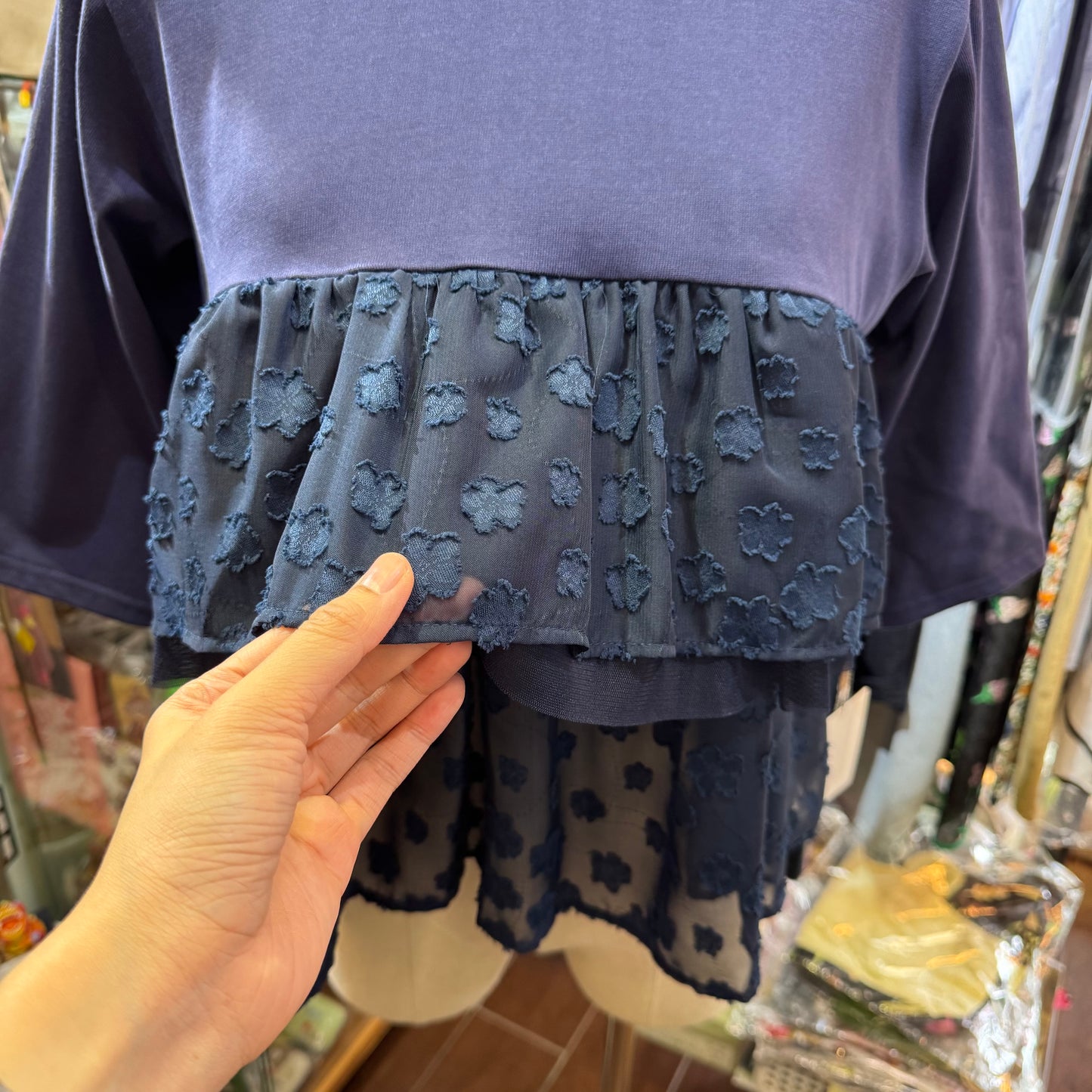 Kittle Navy Frill Top, made in Korea