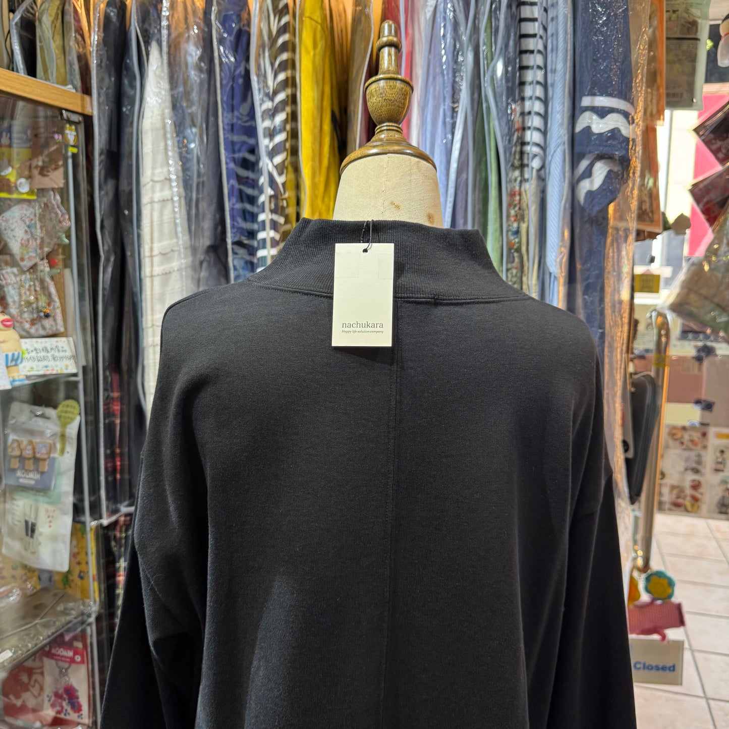 Nachukara Black Sweatshirt, Top, made in Japan