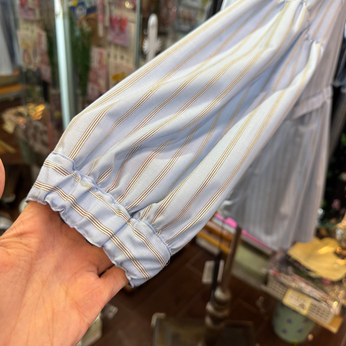 Siwaly Fluid Blue Striped Long Shirt, made in Japan