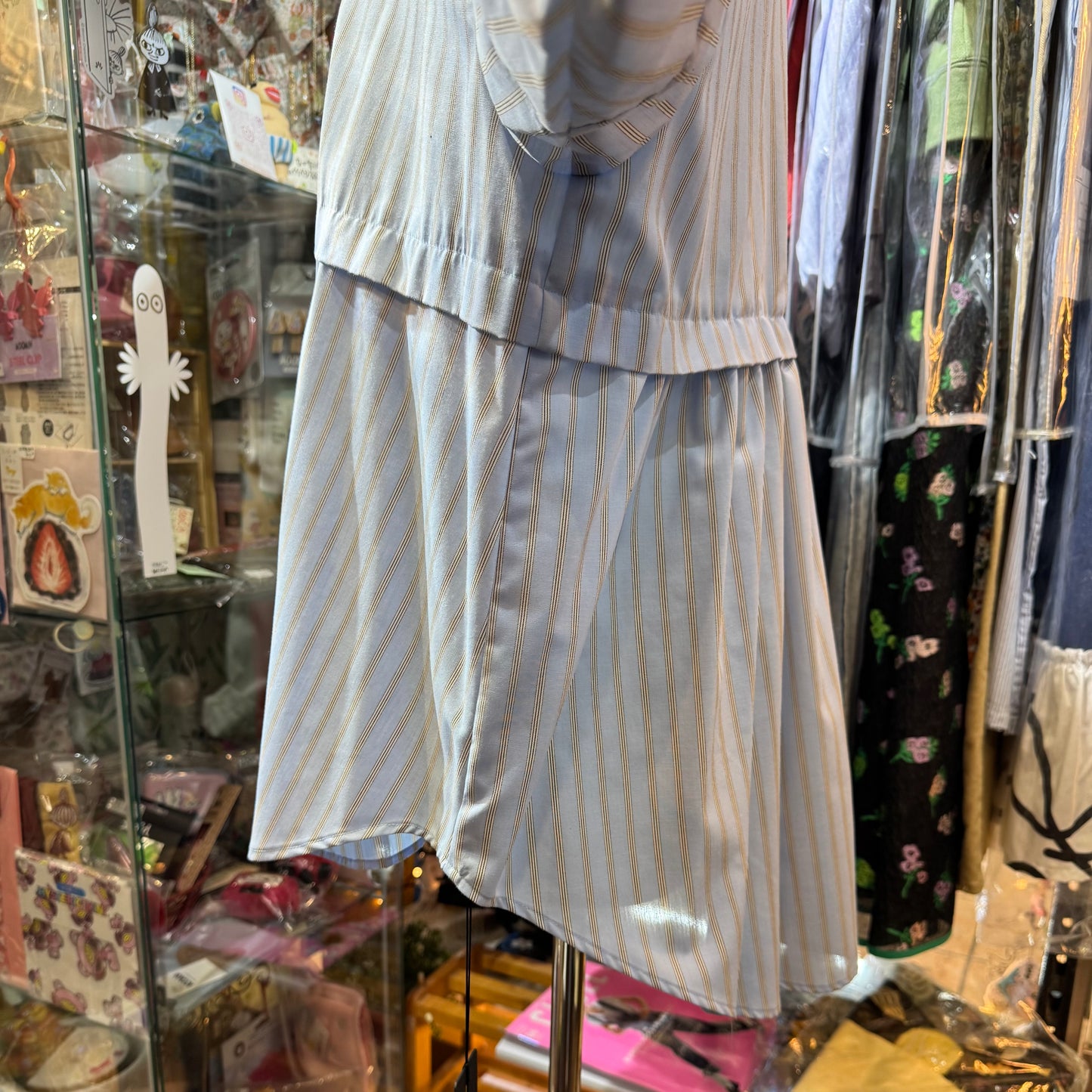 Siwaly Fluid Blue Striped Long Shirt, made in Japan
