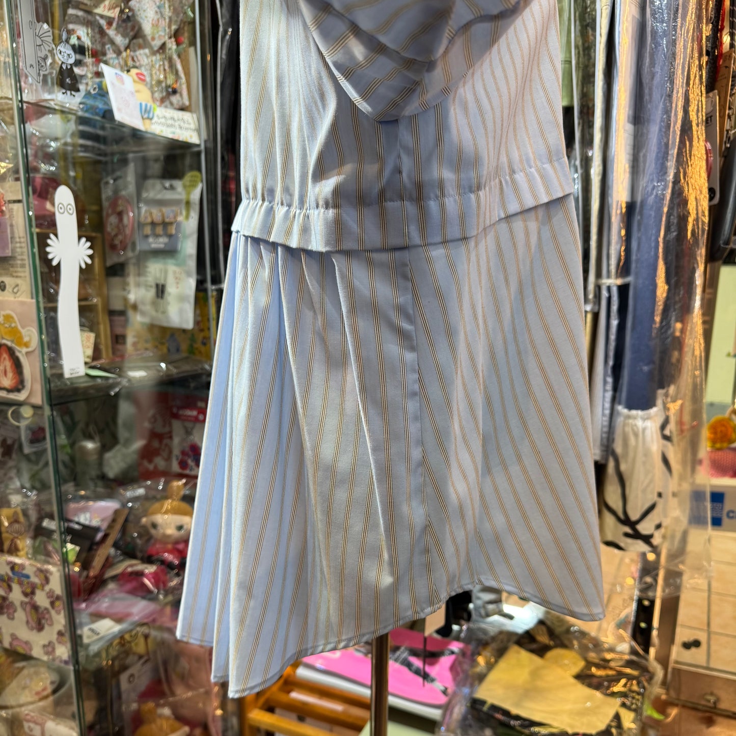 Siwaly Fluid Blue Striped Long Shirt, made in Japan