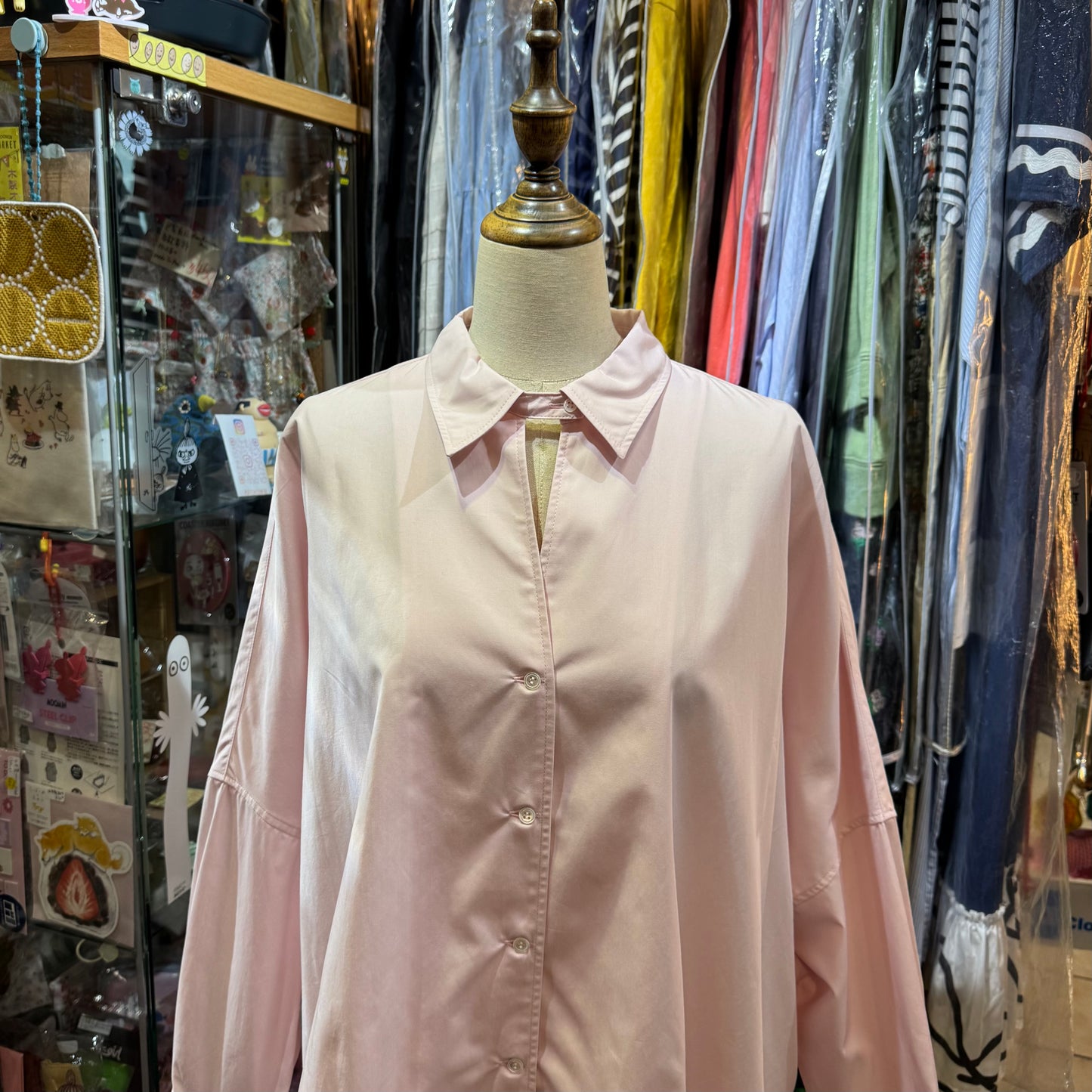 Midiumisolid Pink Long Shirt, made in Japan