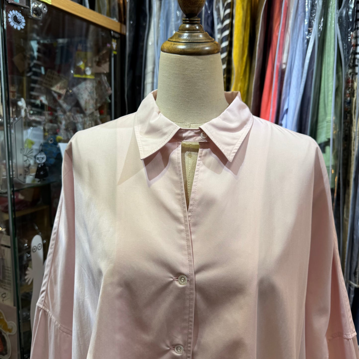 Midiumisolid Pink Long Shirt, made in Japan