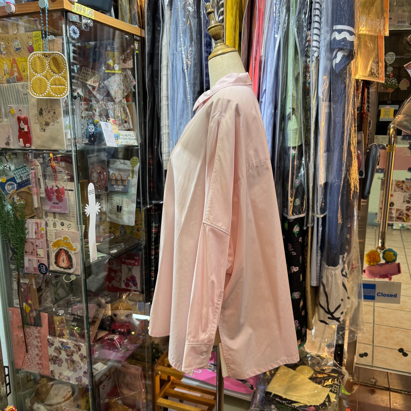 Midiumisolid Pink Long Shirt, made in Japan
