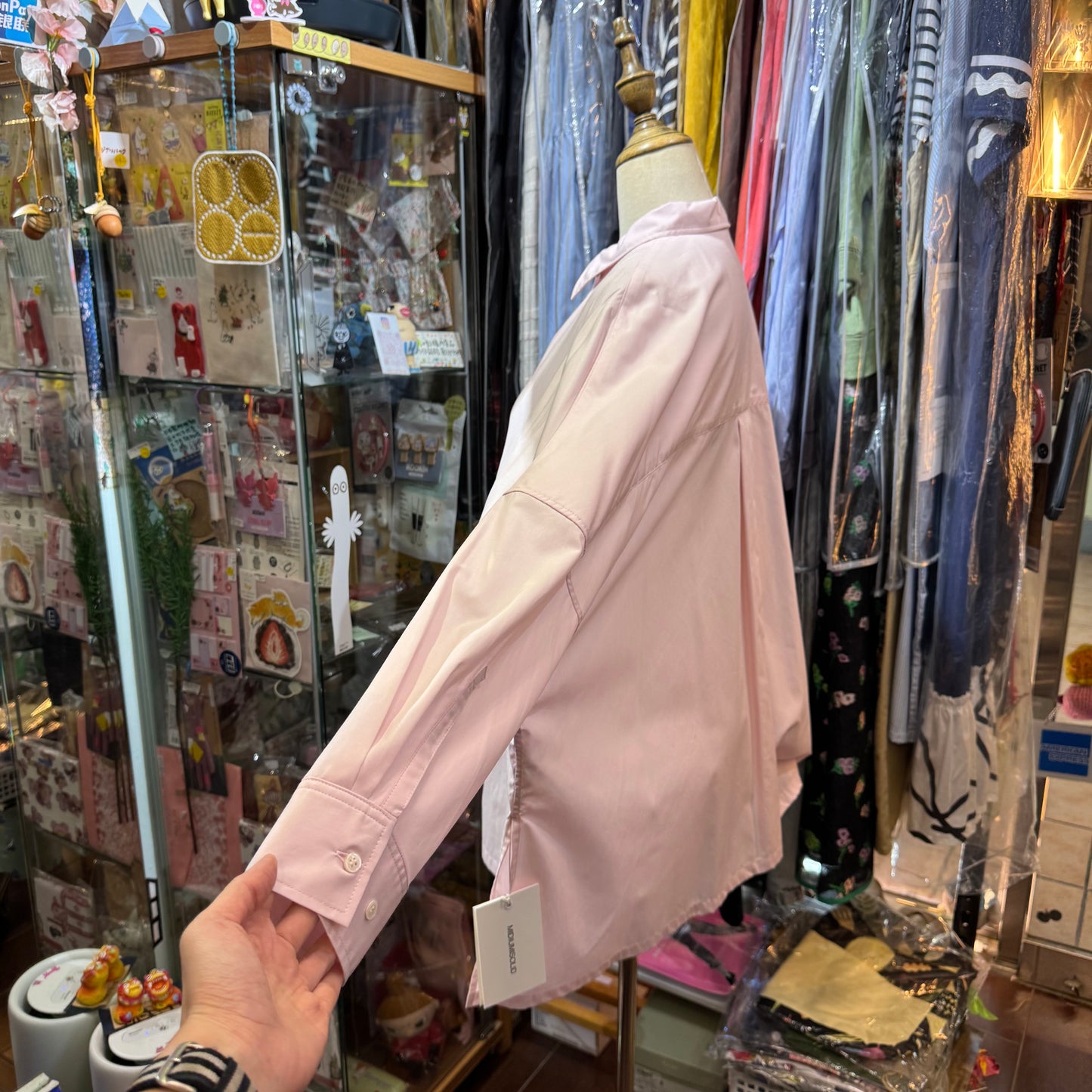 Midiumisolid Pink Long Shirt, made in Japan