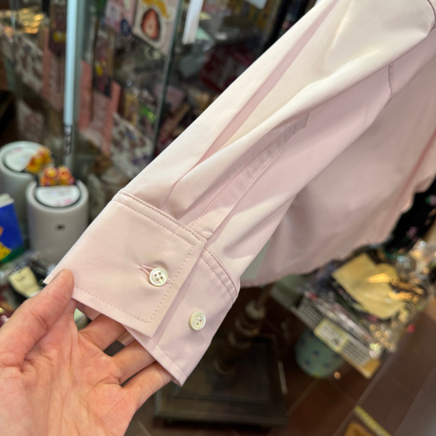 Midiumisolid Pink Long Shirt, made in Japan