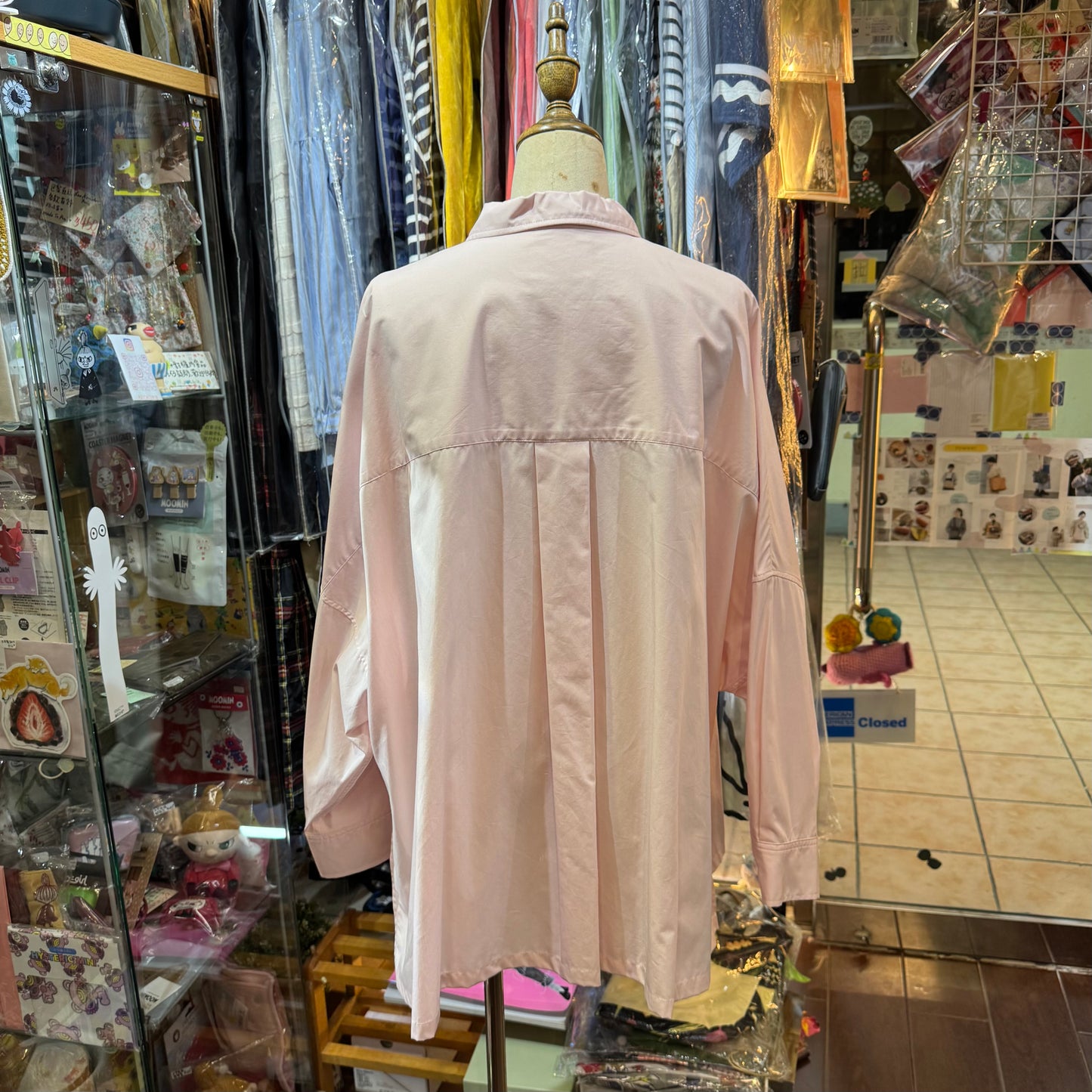 Midiumisolid Pink Long Shirt, made in Japan