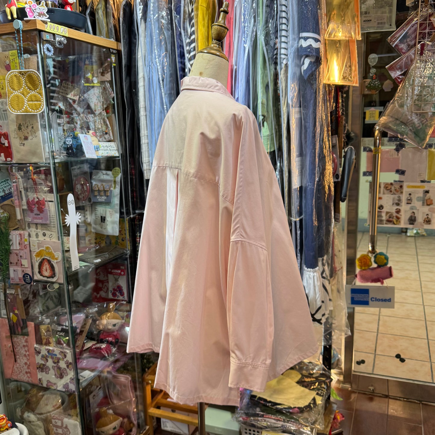 Midiumisolid Pink Long Shirt, made in Japan